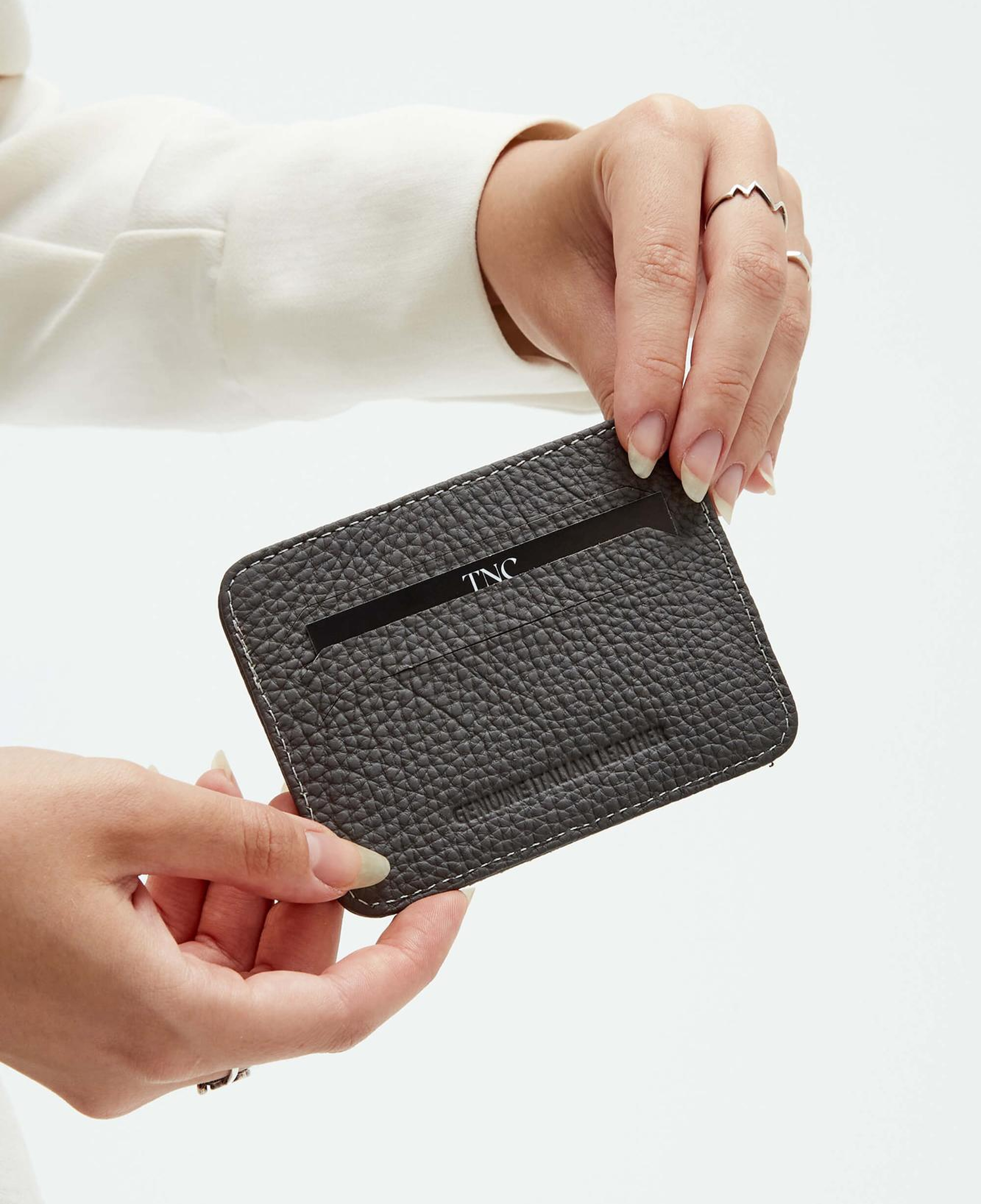 Tamer Tanca Unisex Hakiki Deri Gri Kartlık