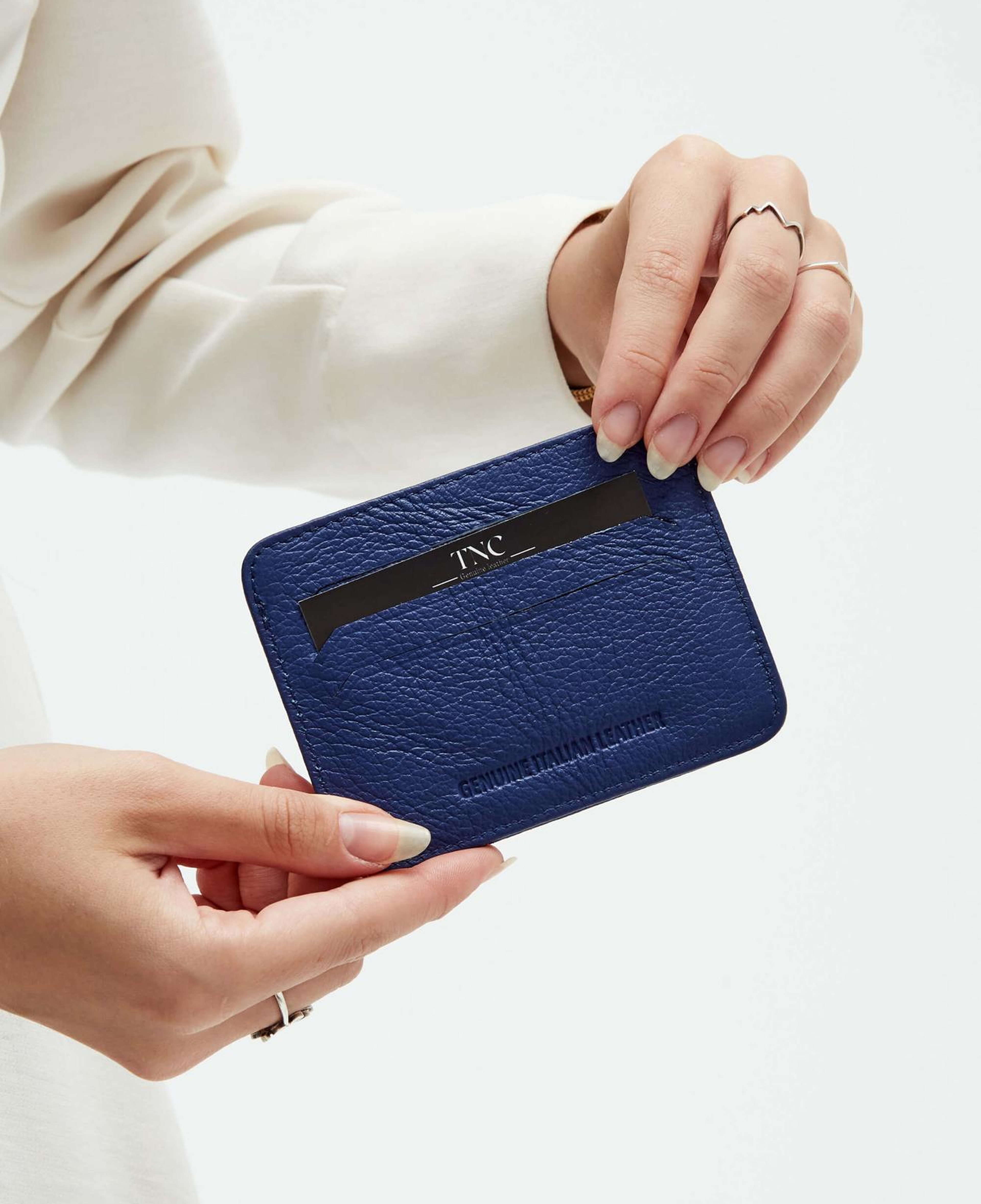 Tamer Tanca Unisex Hakiki Deri Lacivert Kartlık