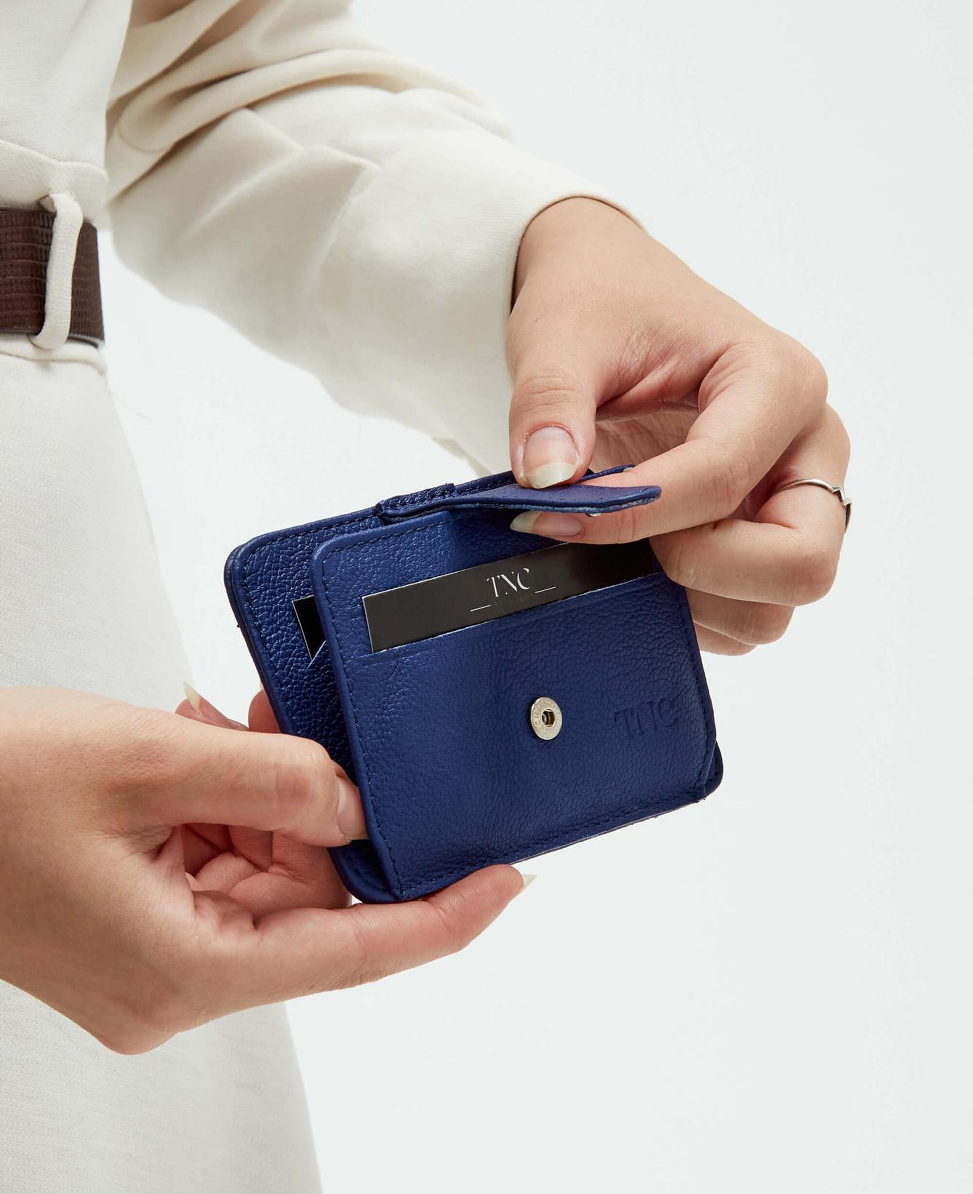 Tamer Tanca Unisex Hakiki Deri Lacivert Kartlık