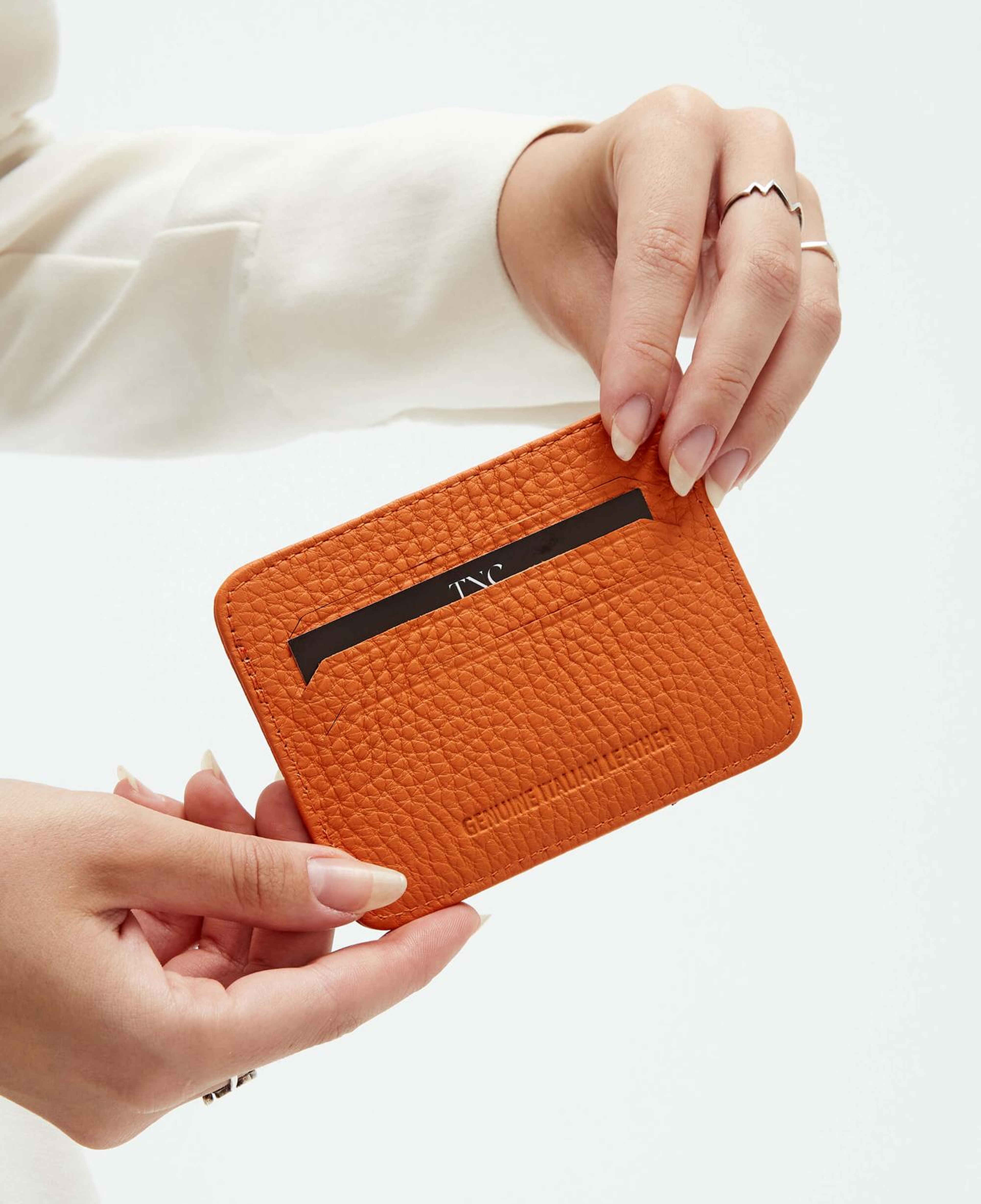 Tamer Tanca Unisex Hakiki Deri Turuncu Kartlık