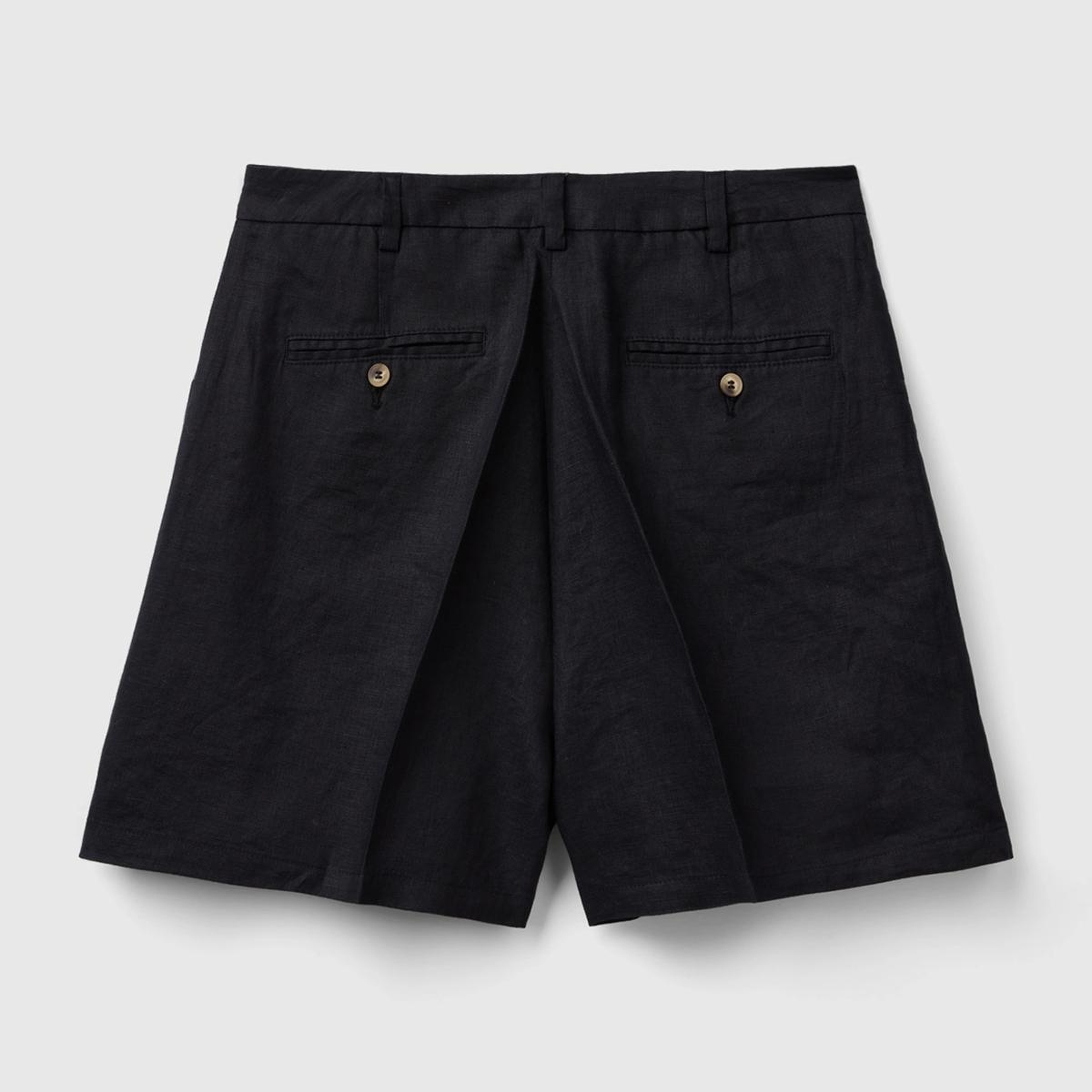 Kadın Siyah %100 Keten Kısa Şort