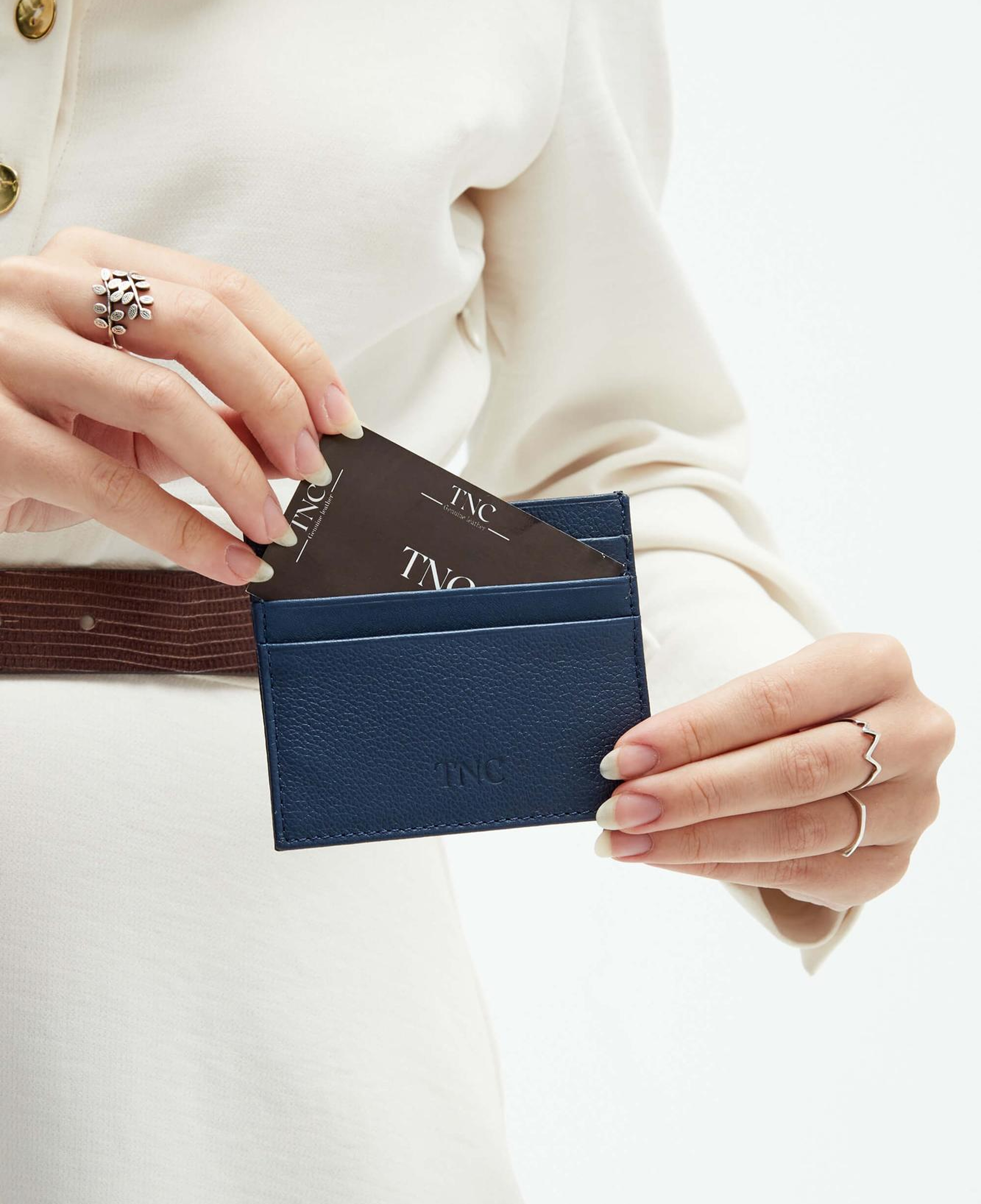 Tamer Tanca Unisex Hakiki Deri Lacivert Kartlık