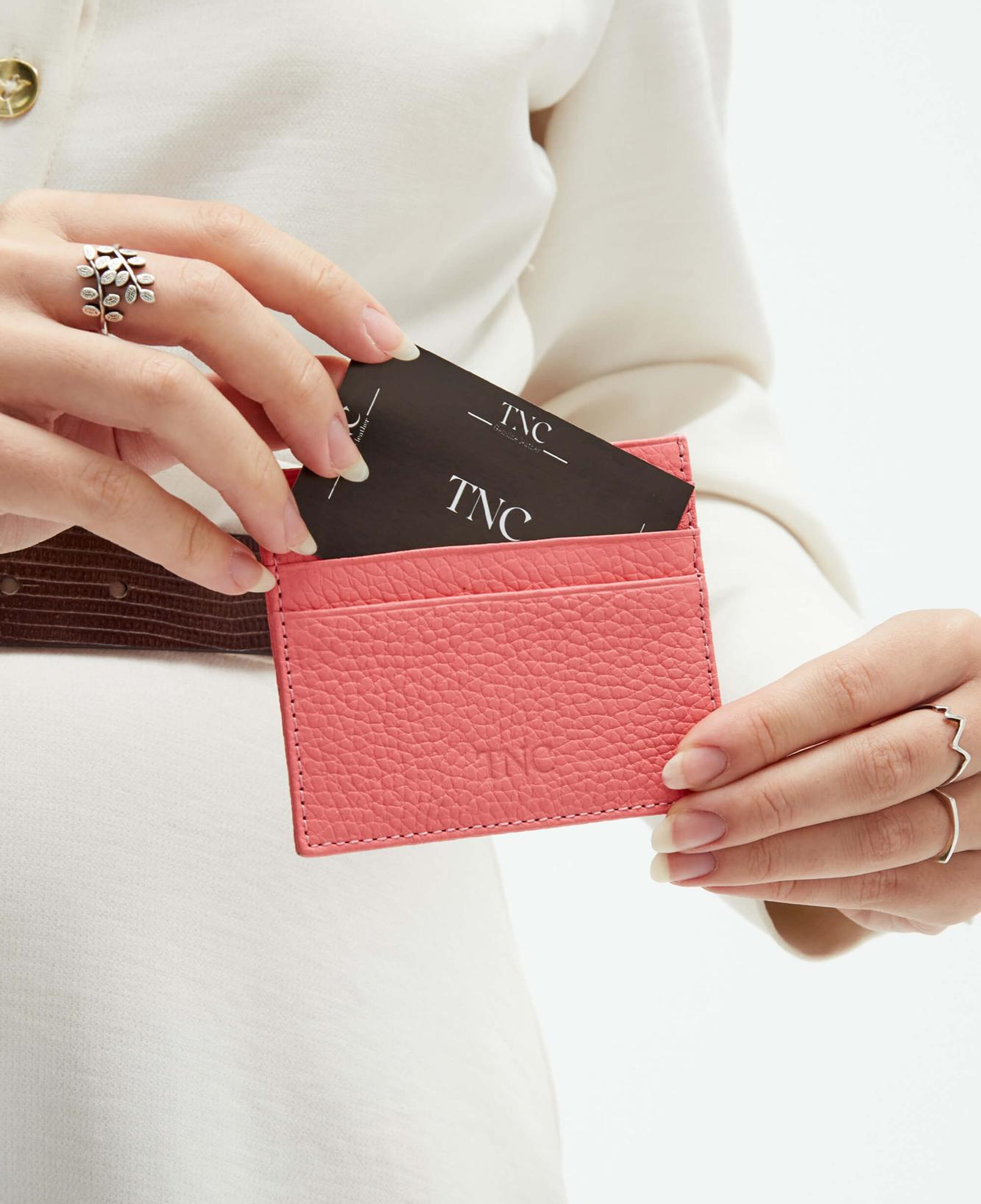 Tamer Tanca Unisex Hakiki Deri Pembe Kartlık