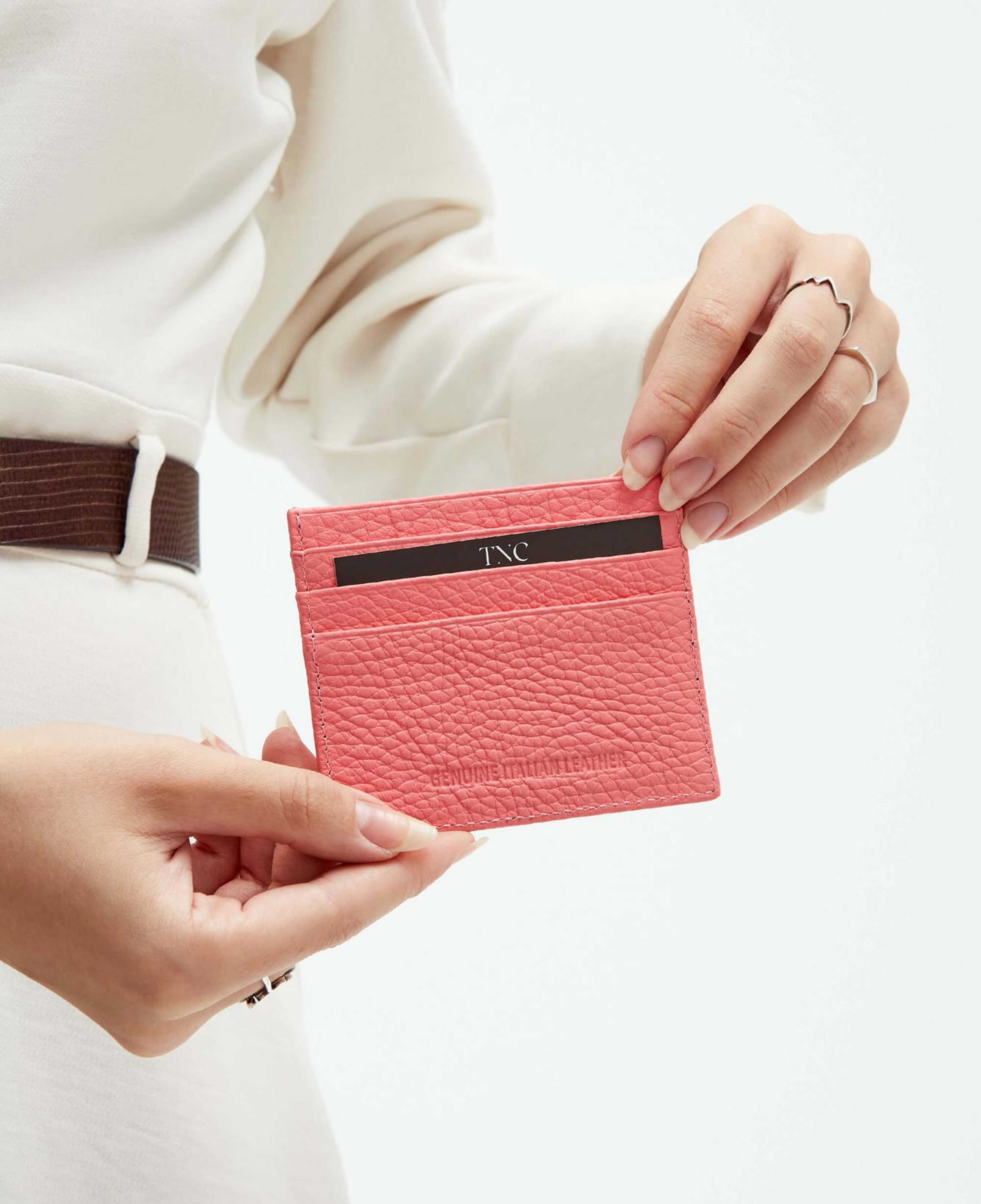 Tamer Tanca Unisex Hakiki Deri Pembe Kartlık