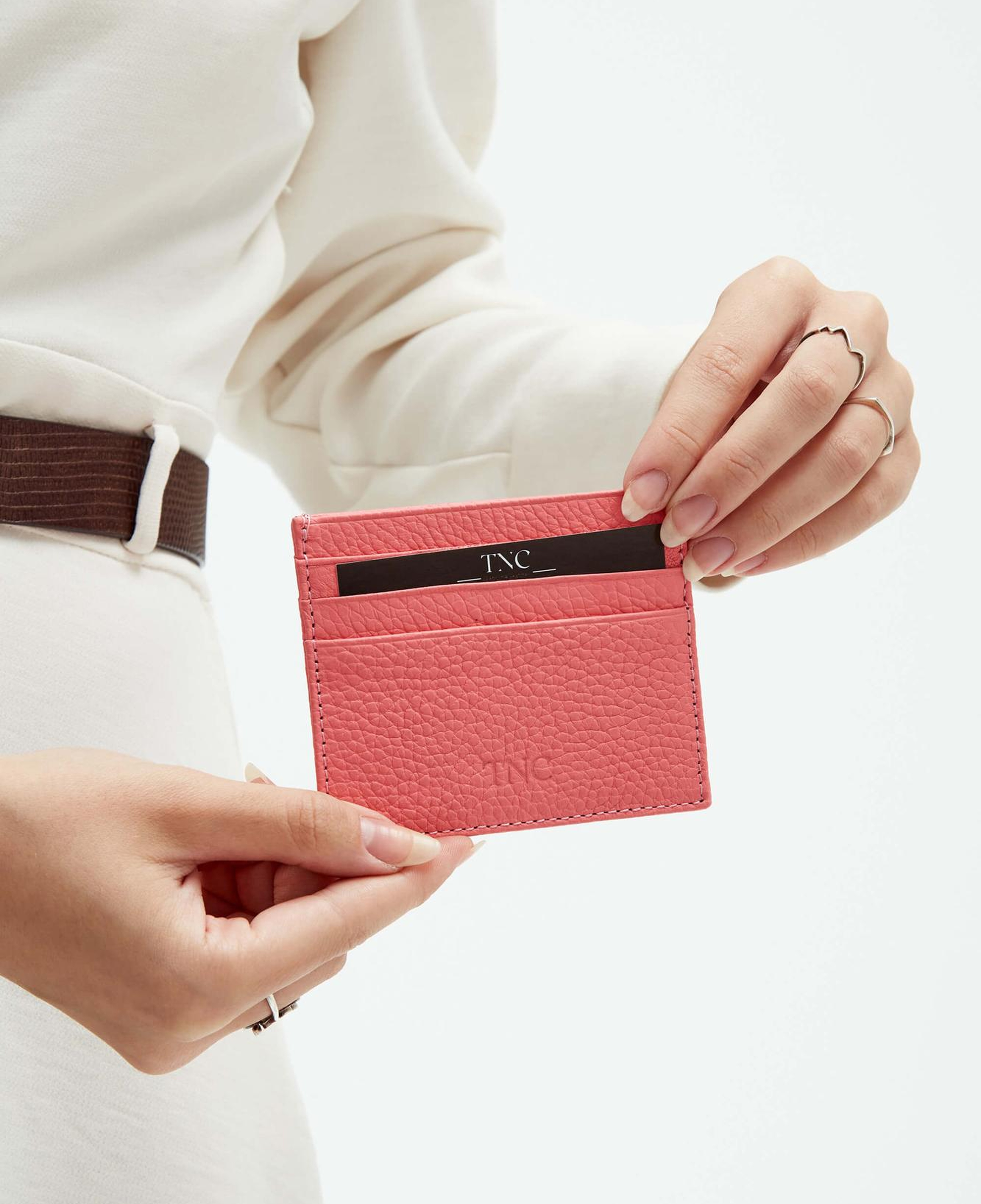 Tamer Tanca Unisex Hakiki Deri Pembe Kartlık