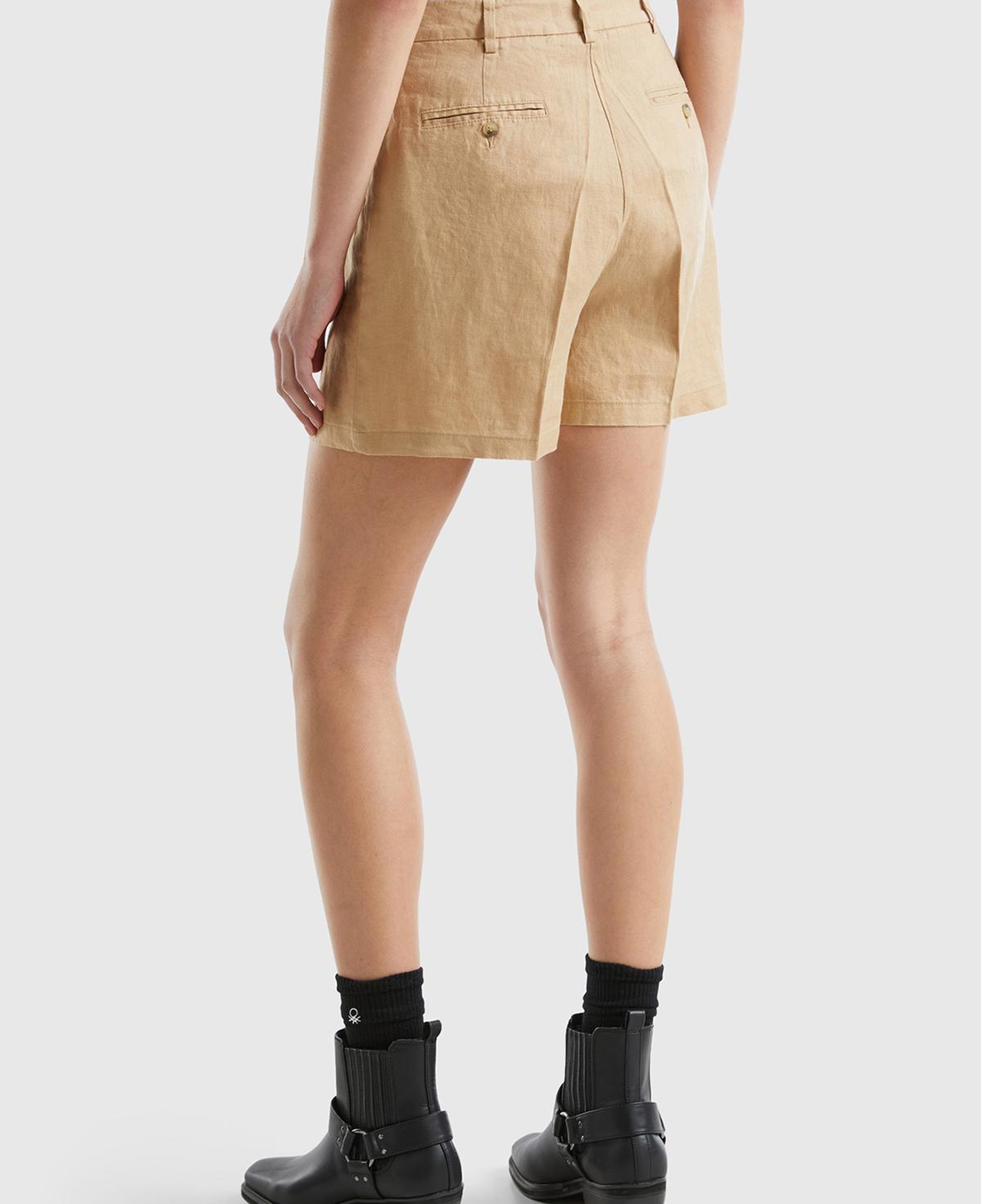 Kadın Taba %100 Keten Kısa Şort