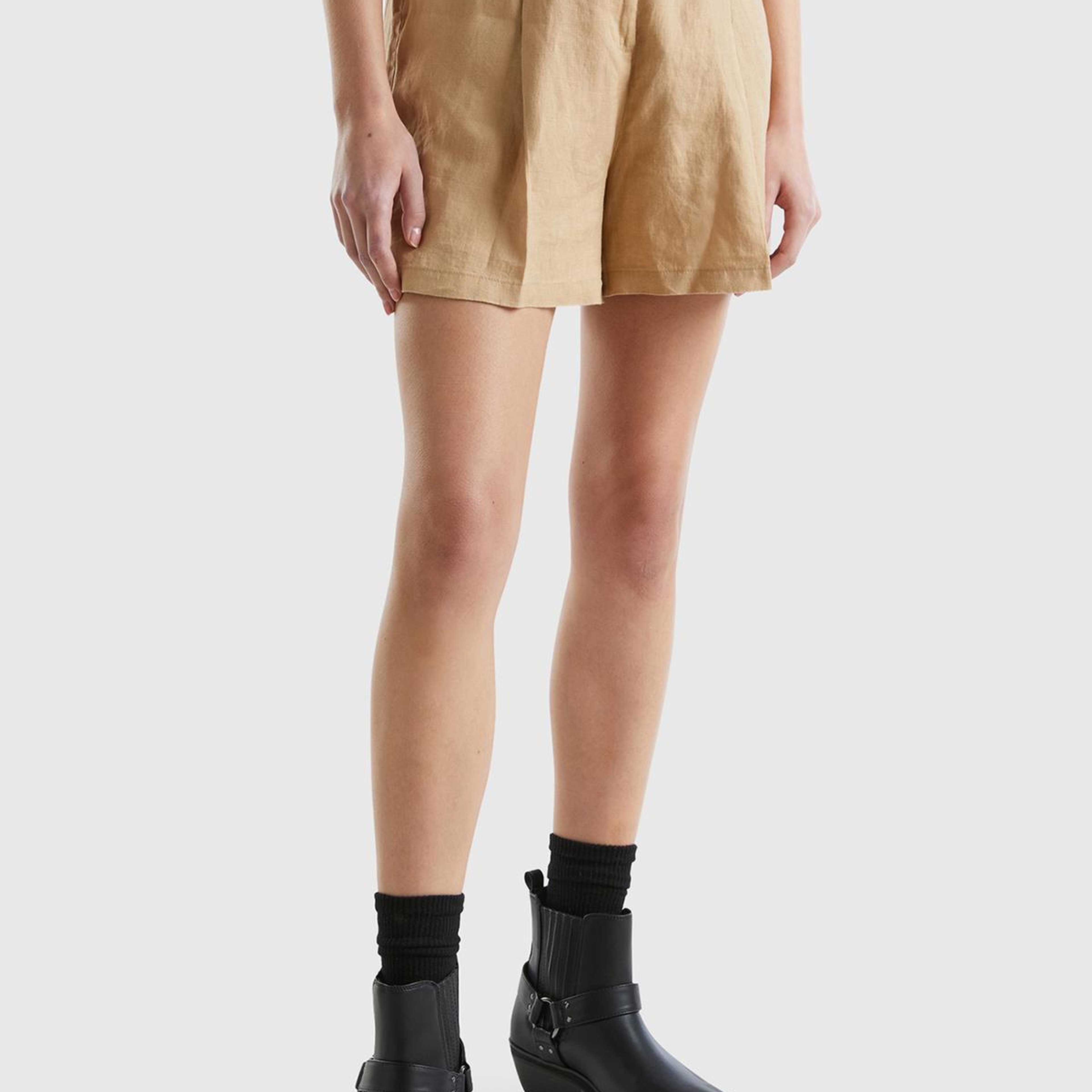 Kadın Taba %100 Keten Kısa Şort