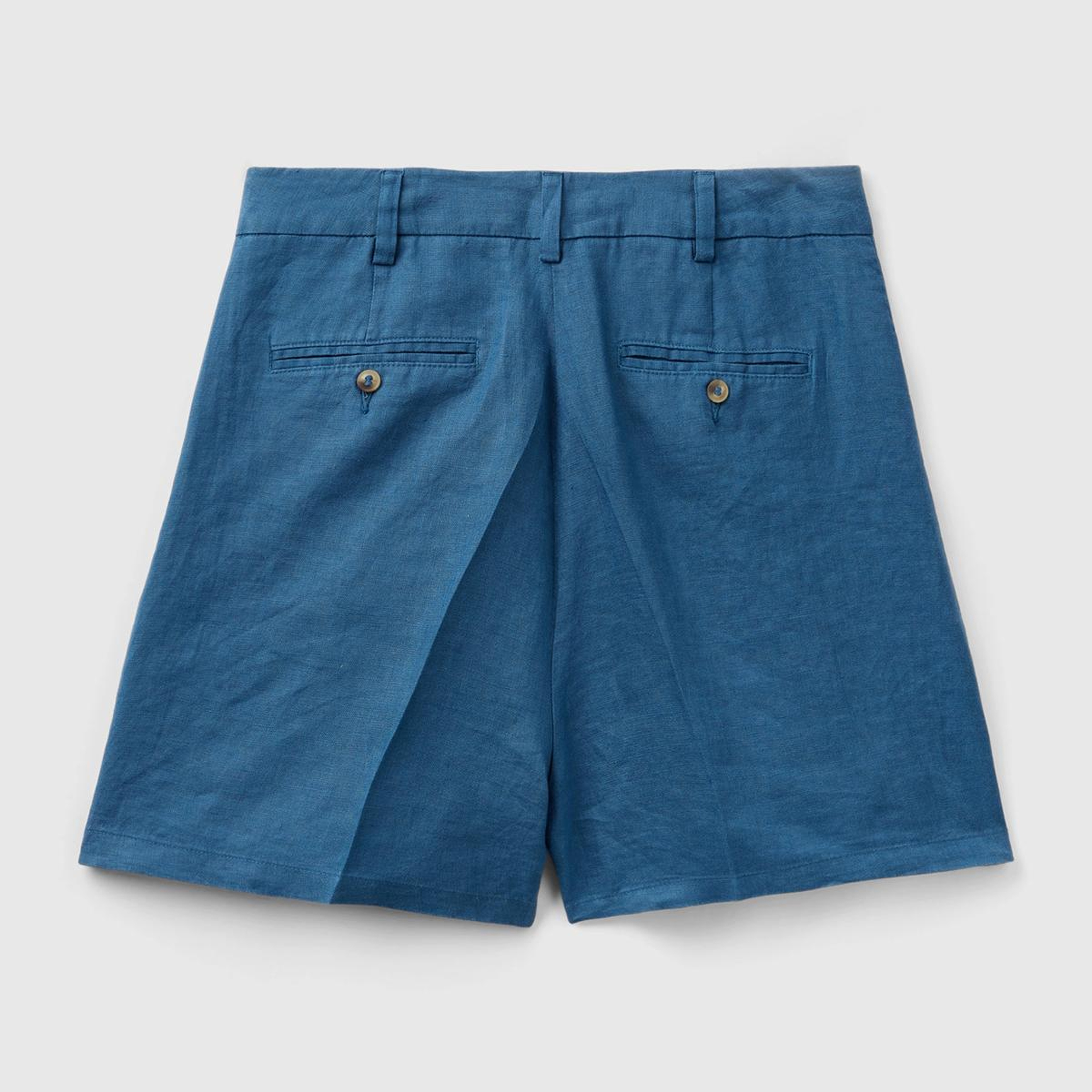 Kadın Gece Mavisi %100 Keten Kısa Şort