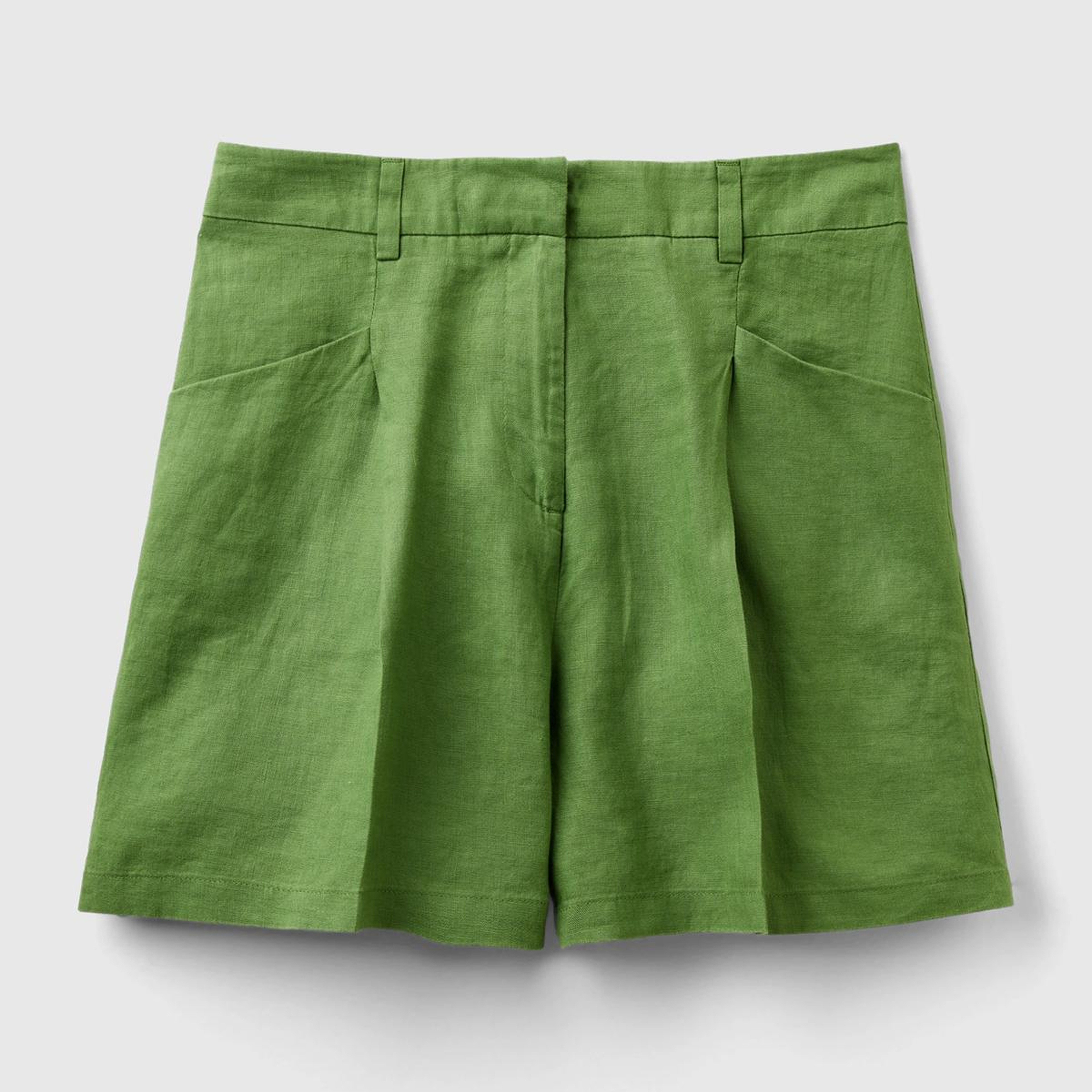 Kadın Soluk Yeşil %100 Keten Kısa Şort