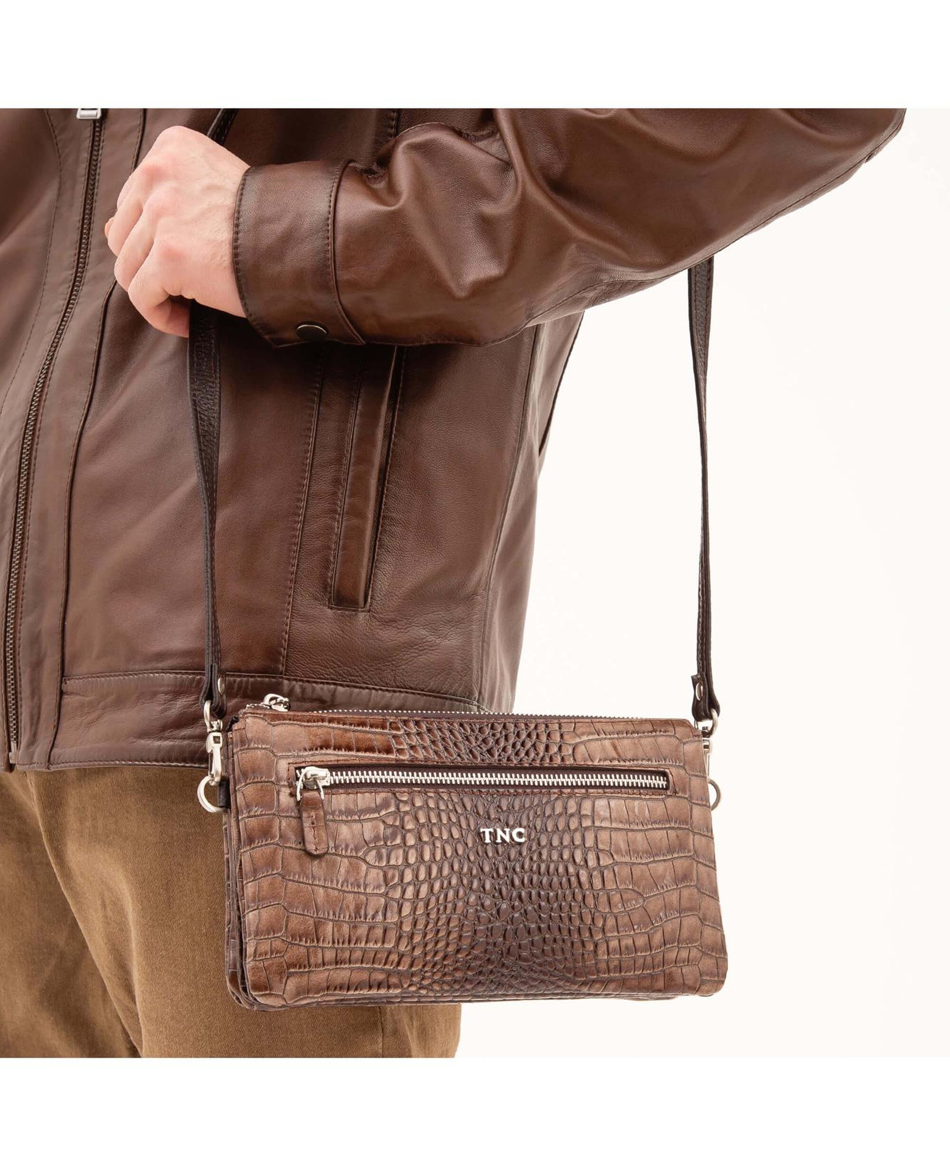 Tamer Tanca Erkek Hakiki Deri Ceviz El Çantası