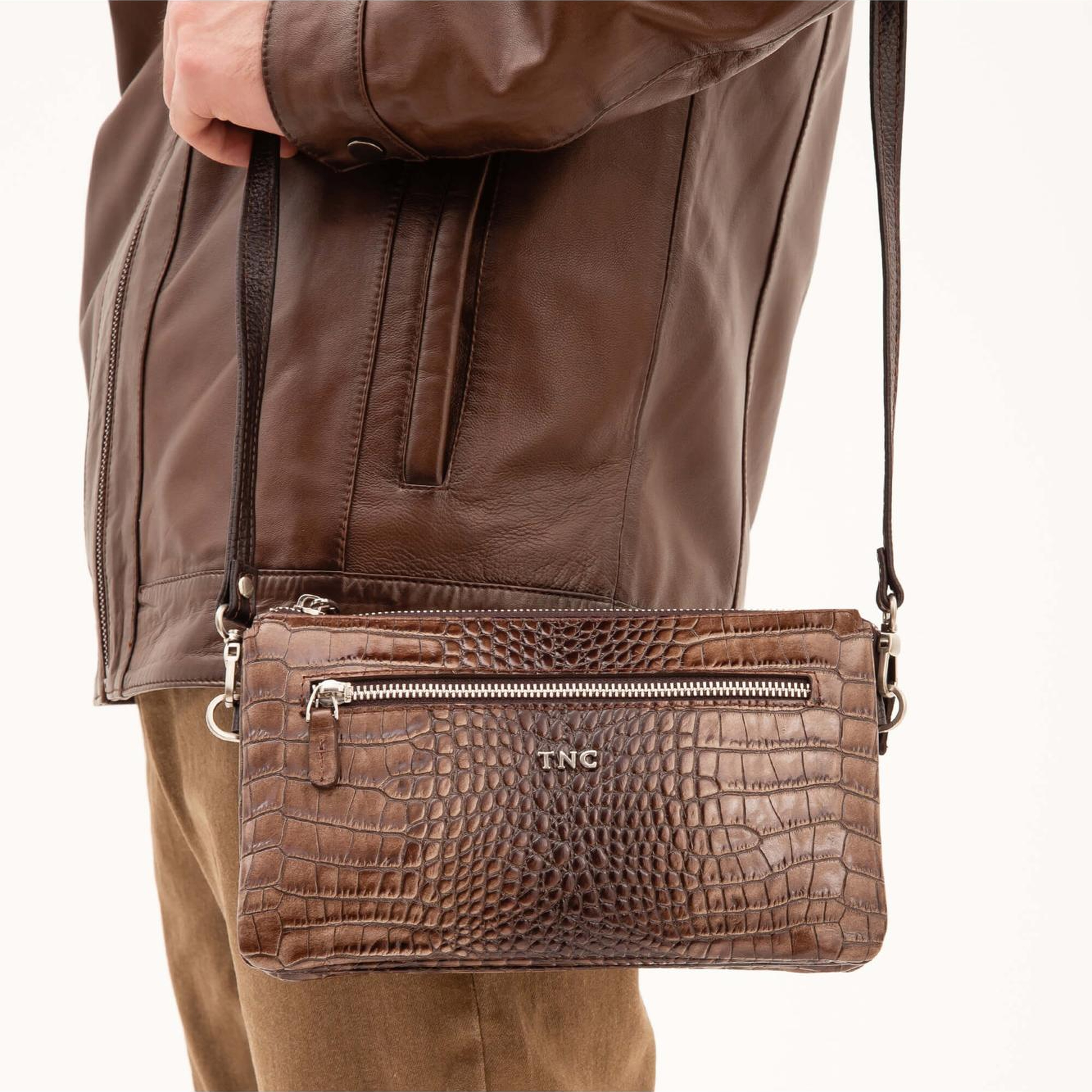 Tamer Tanca Erkek Hakiki Deri Ceviz El Çantası