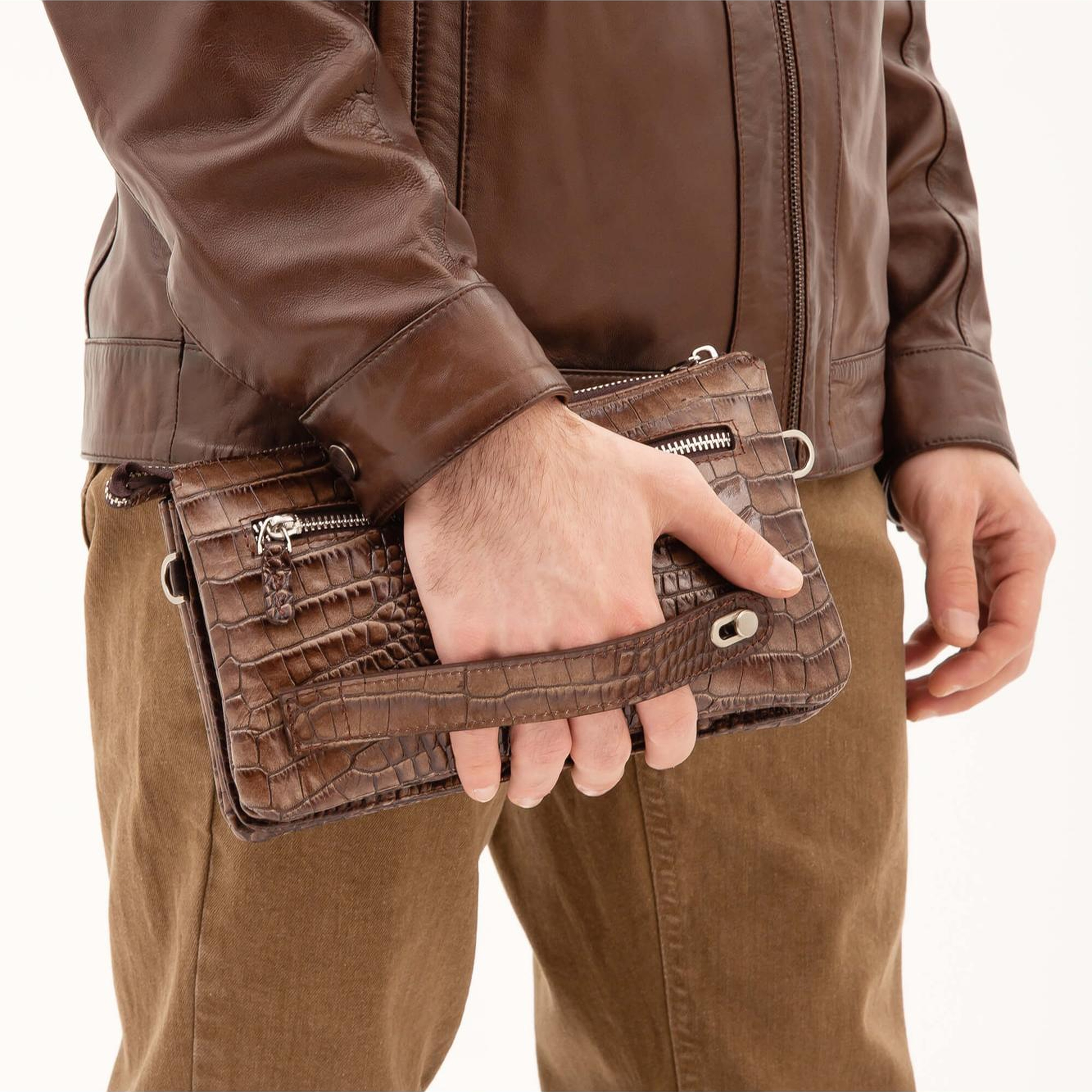 Tamer Tanca Erkek Hakiki Deri Ceviz El Çantası