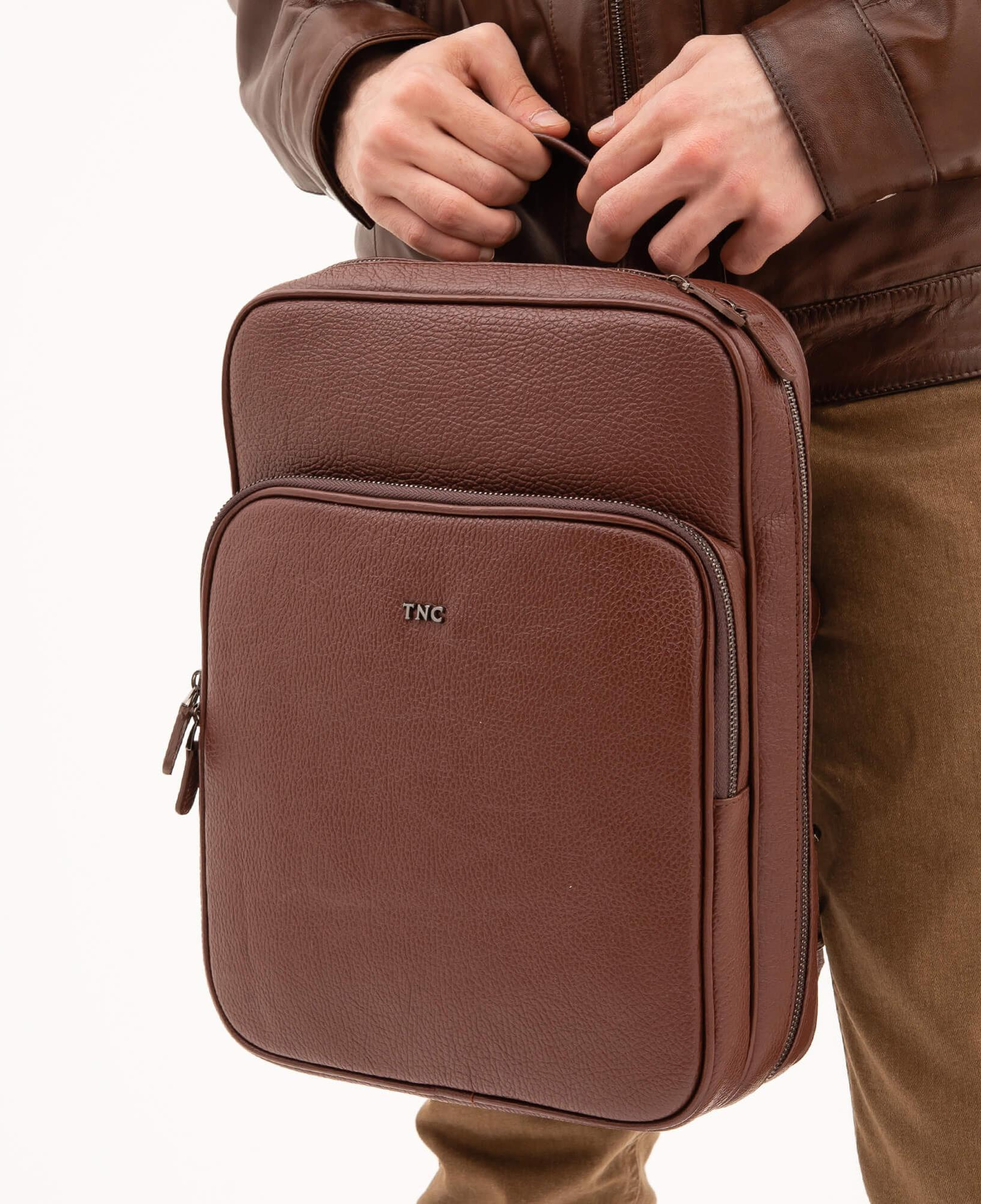 Tamer Tanca Erkek Hakiki Deri Kahverengi Sırt Çantası