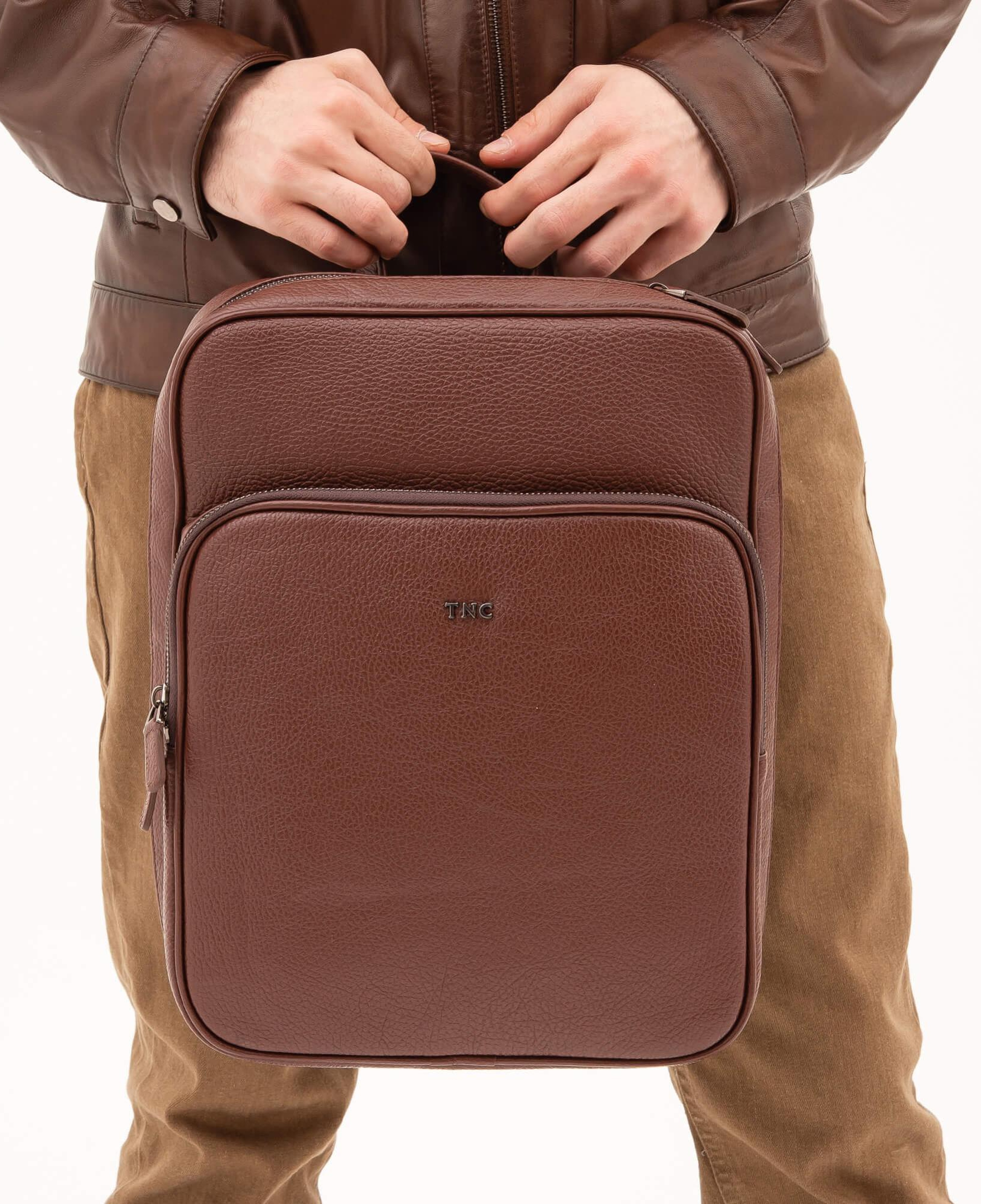 Tamer Tanca Erkek Hakiki Deri Kahverengi Sırt Çantası