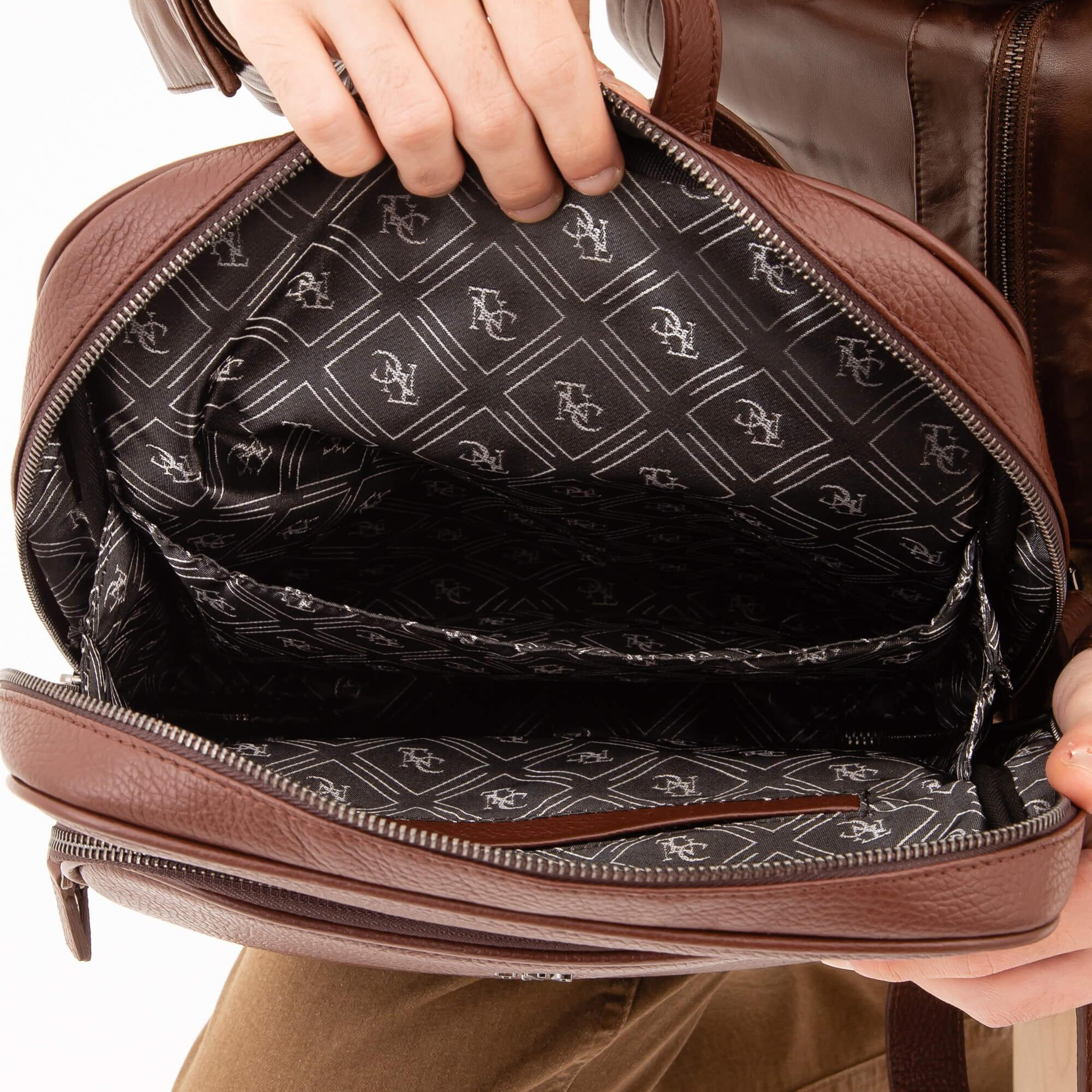 Tamer Tanca Erkek Hakiki Deri Kahverengi Sırt Çantası