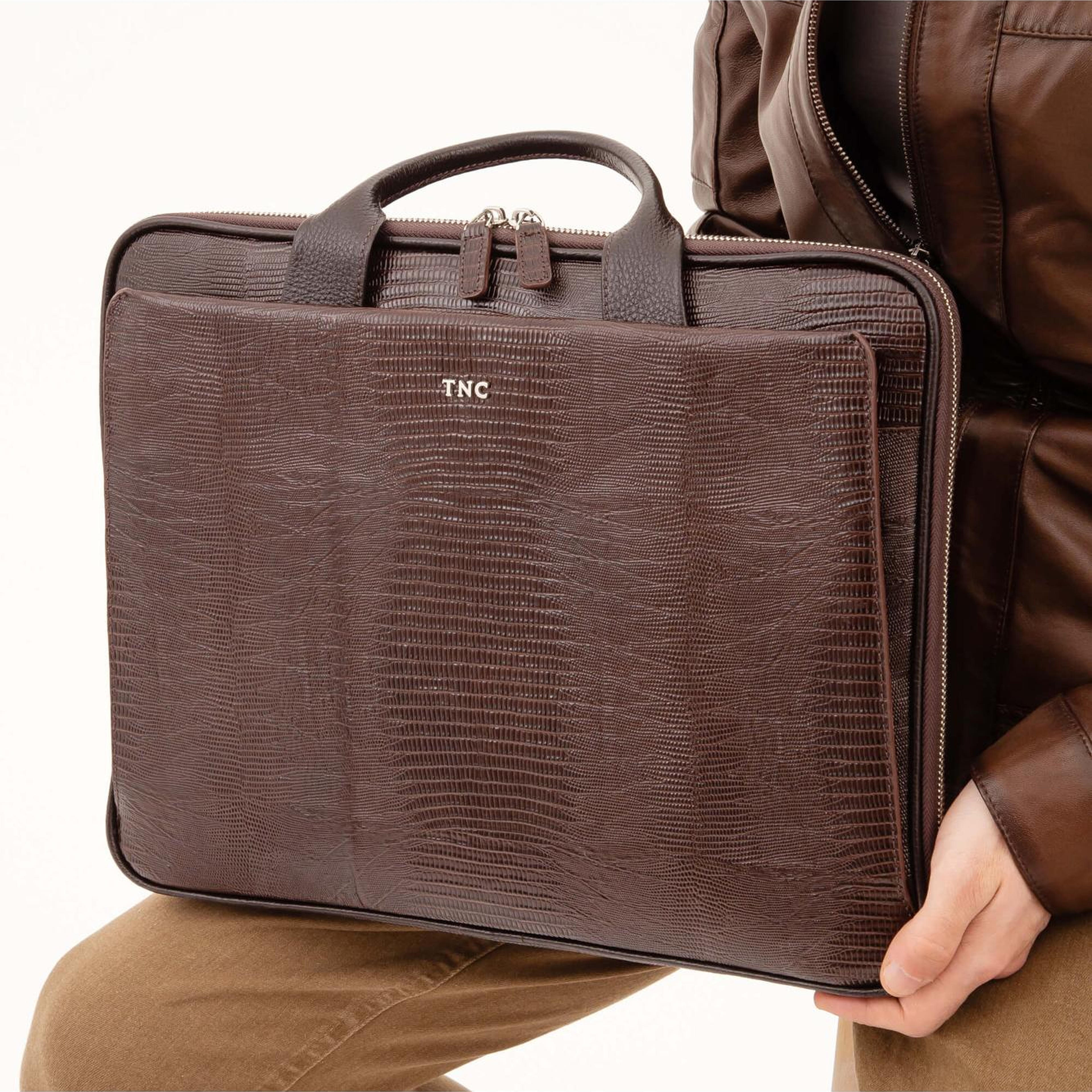 Tamer Tanca Erkek Hakiki Deri Kahverengi Lazer Evrak Çantası