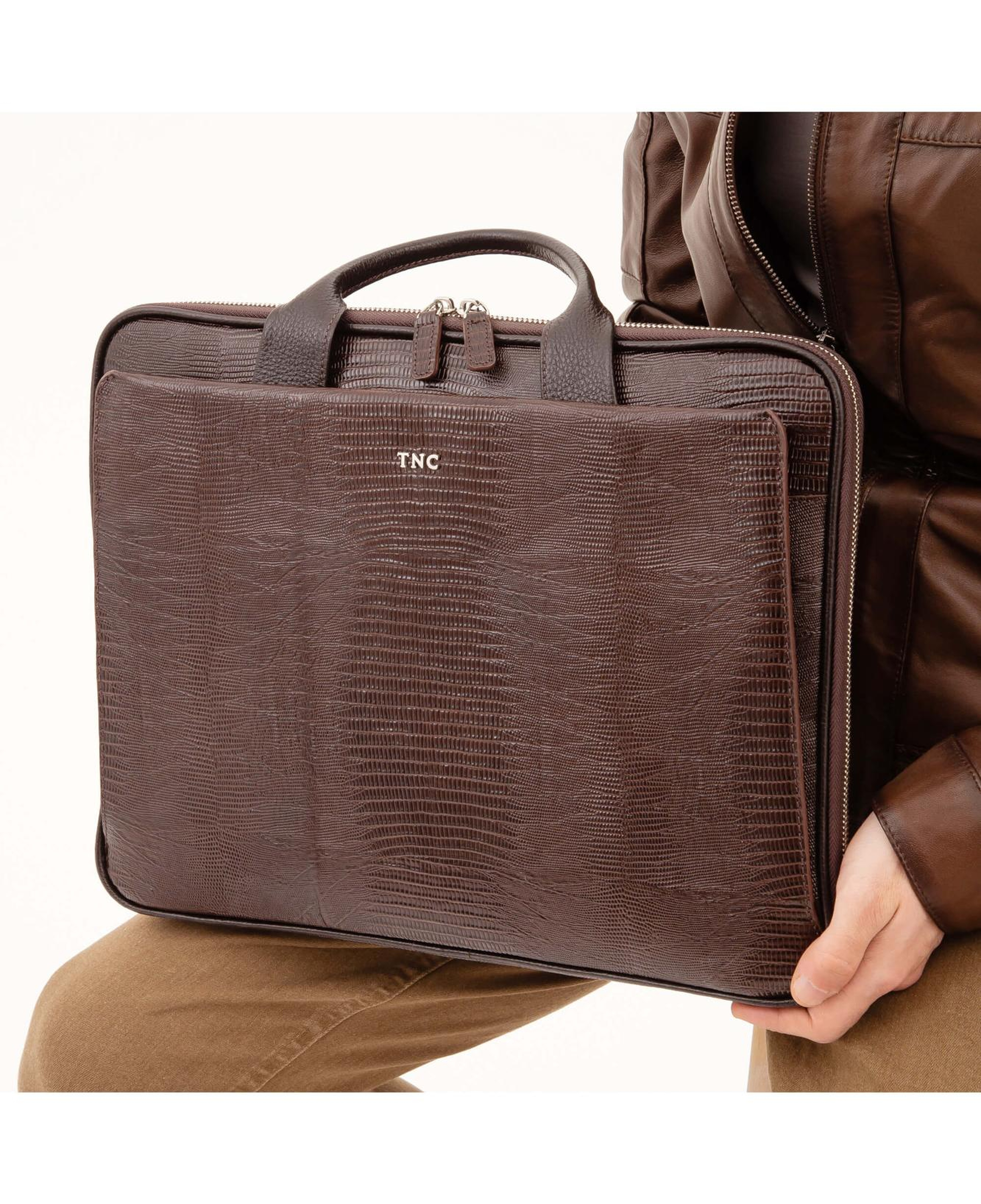 Tamer Tanca Erkek Hakiki Deri Kahverengi Lazer Evrak Çantası