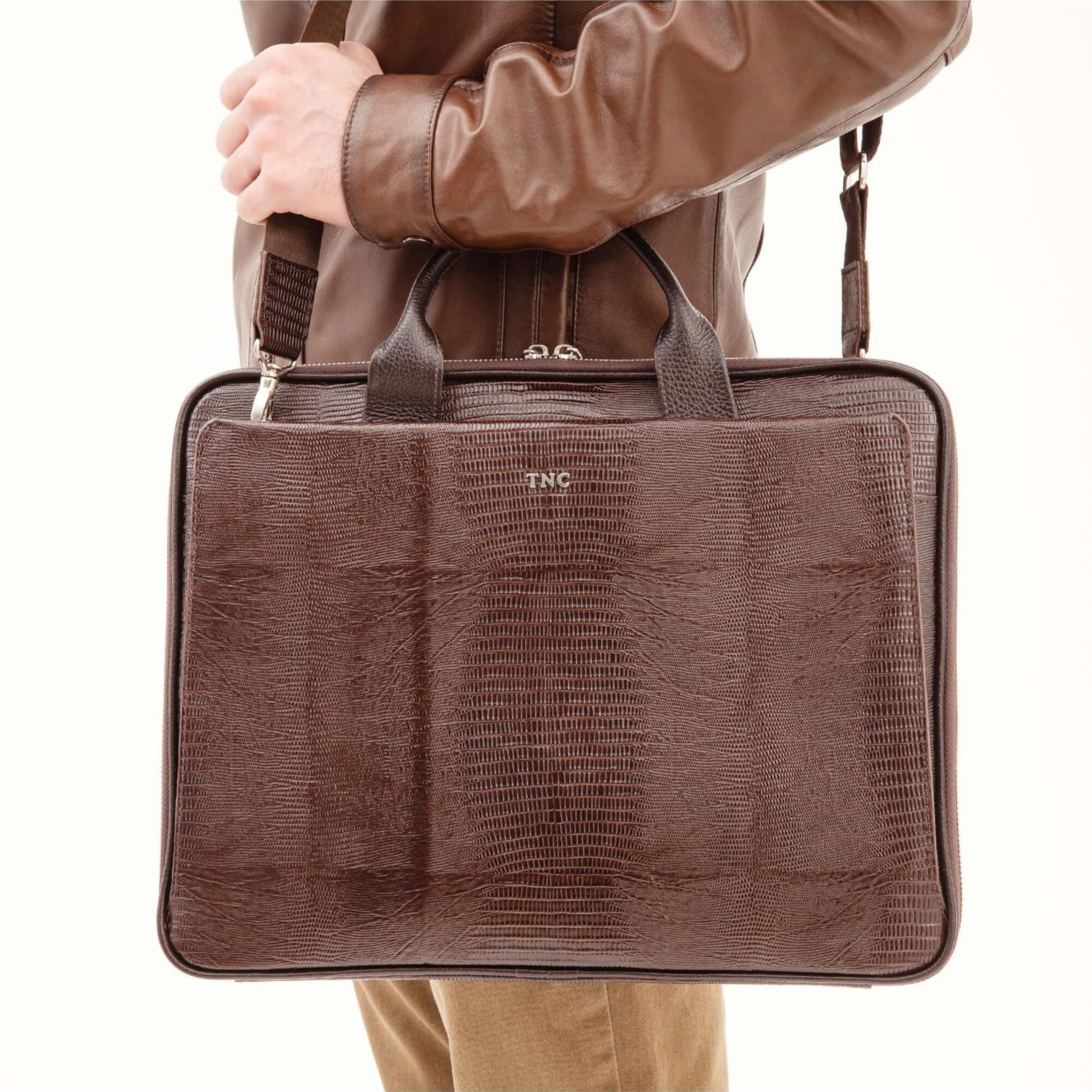 Tamer Tanca Erkek Hakiki Deri Kahverengi Lazer Evrak Çantası