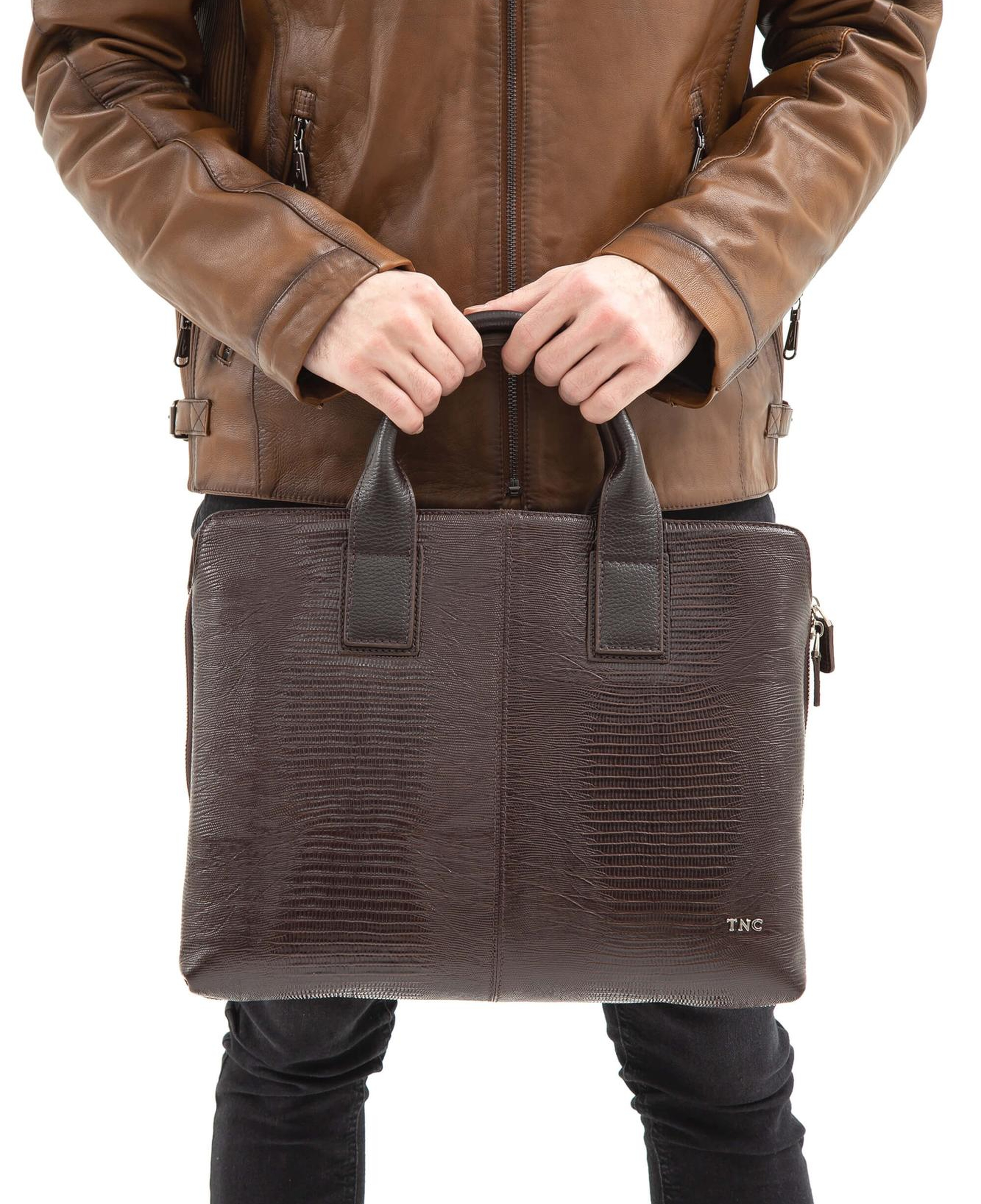 Tamer Tanca Erkek Hakiki Deri Kahverengi Evrak Çantası