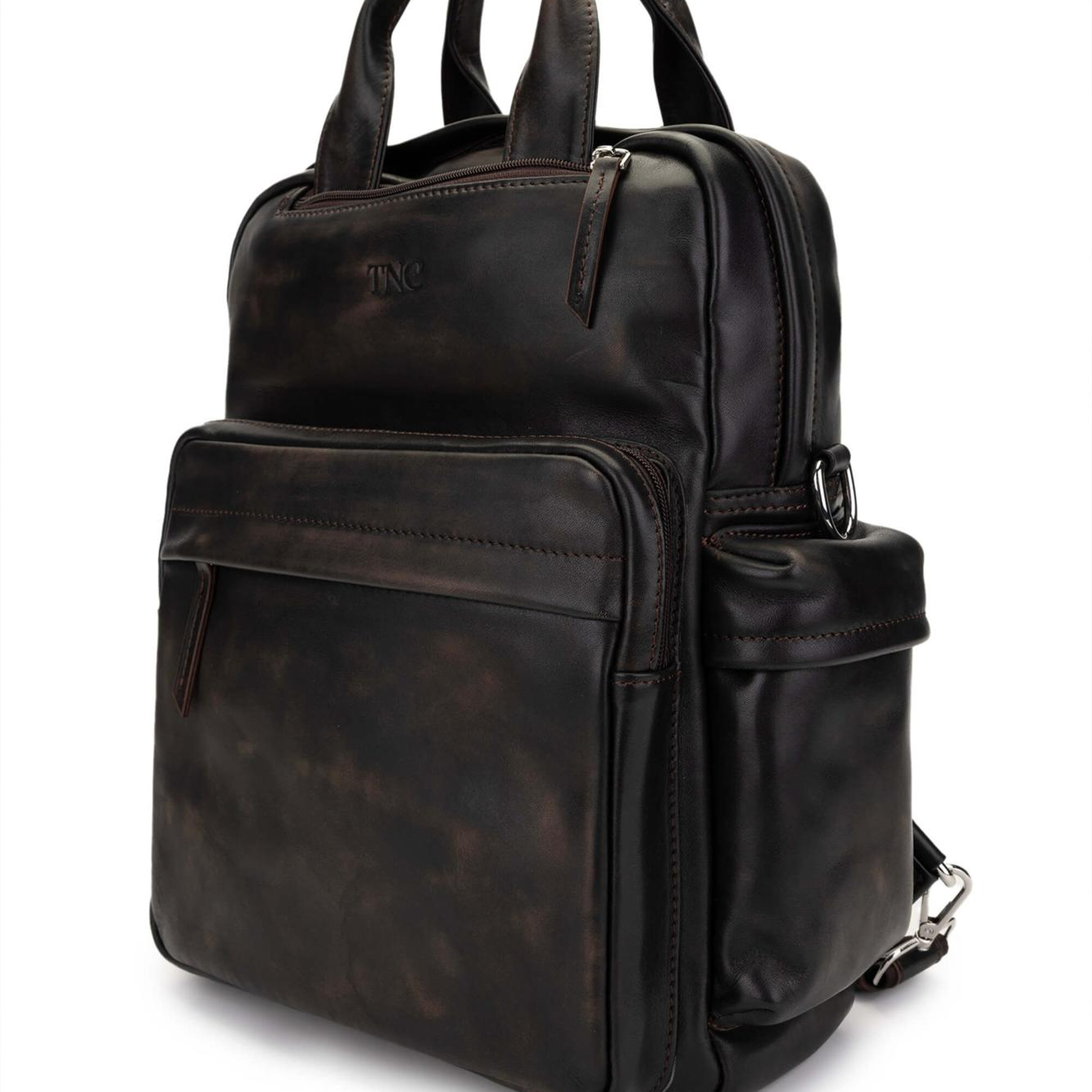 Tamer Tanca Erkek Hakiki Deri Kızıl Eskitme Sırt Çantası