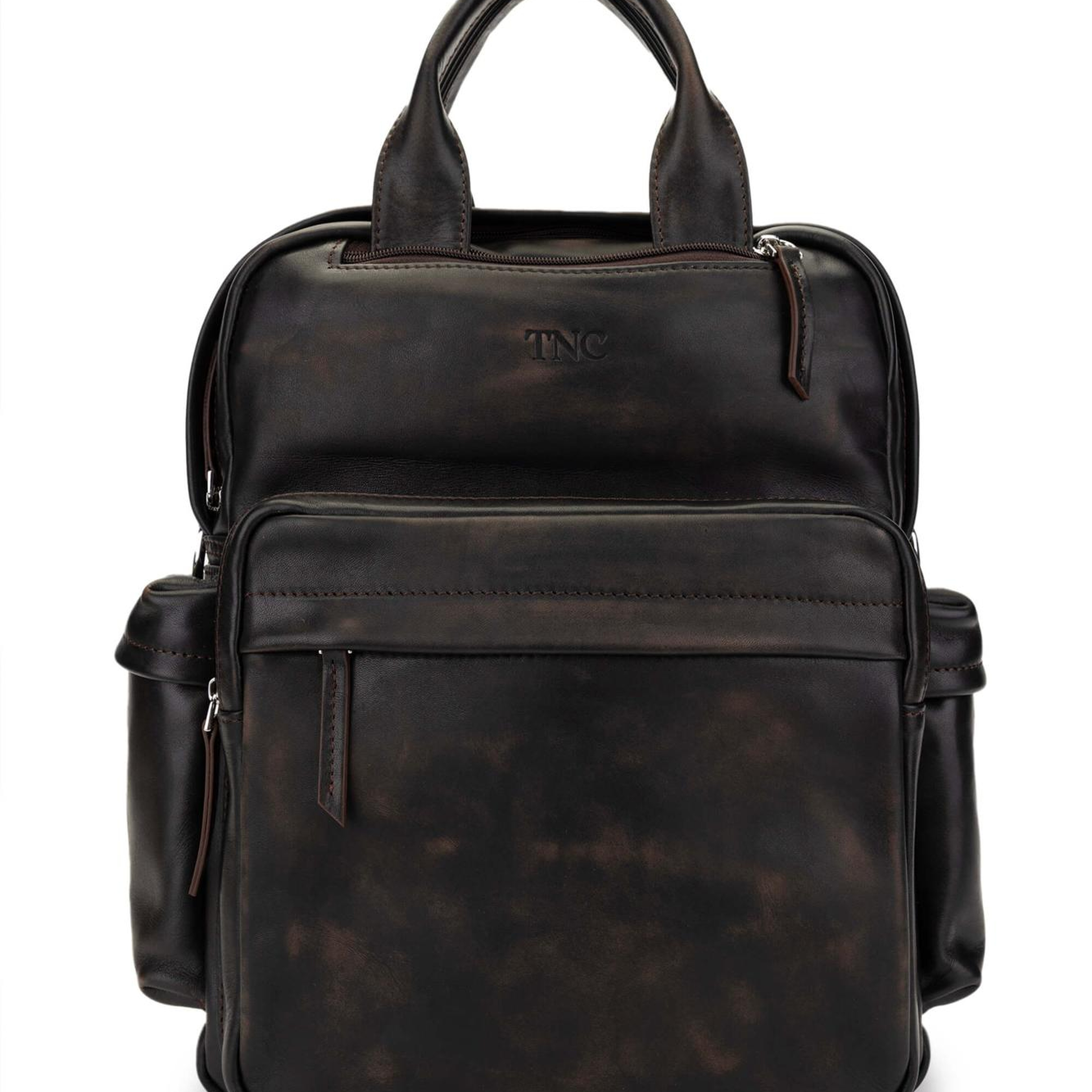 Tamer Tanca Erkek Hakiki Deri Kızıl Eskitme Sırt Çantası