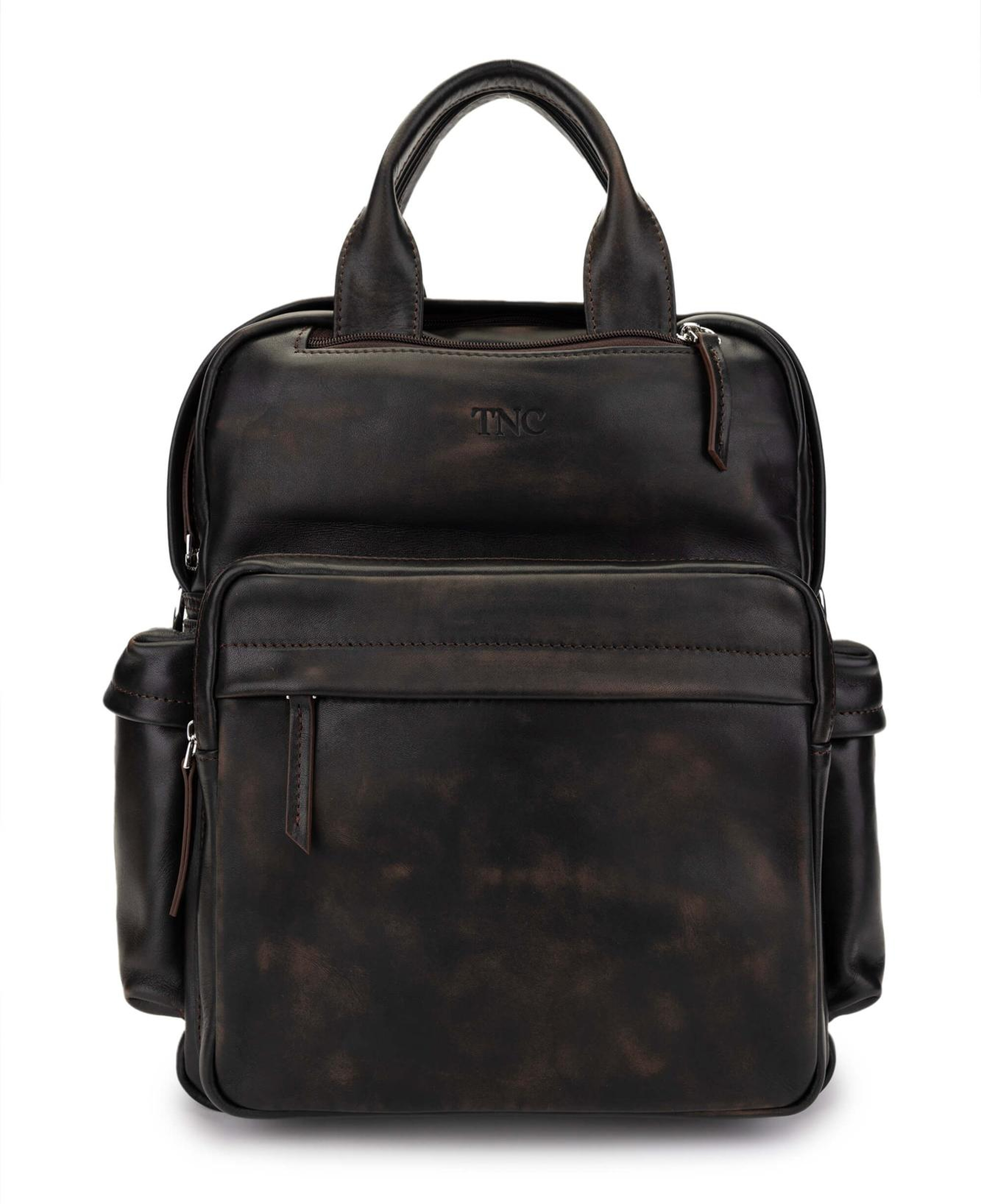 Tamer Tanca Erkek Hakiki Deri Kızıl Eskitme Sırt Çantası