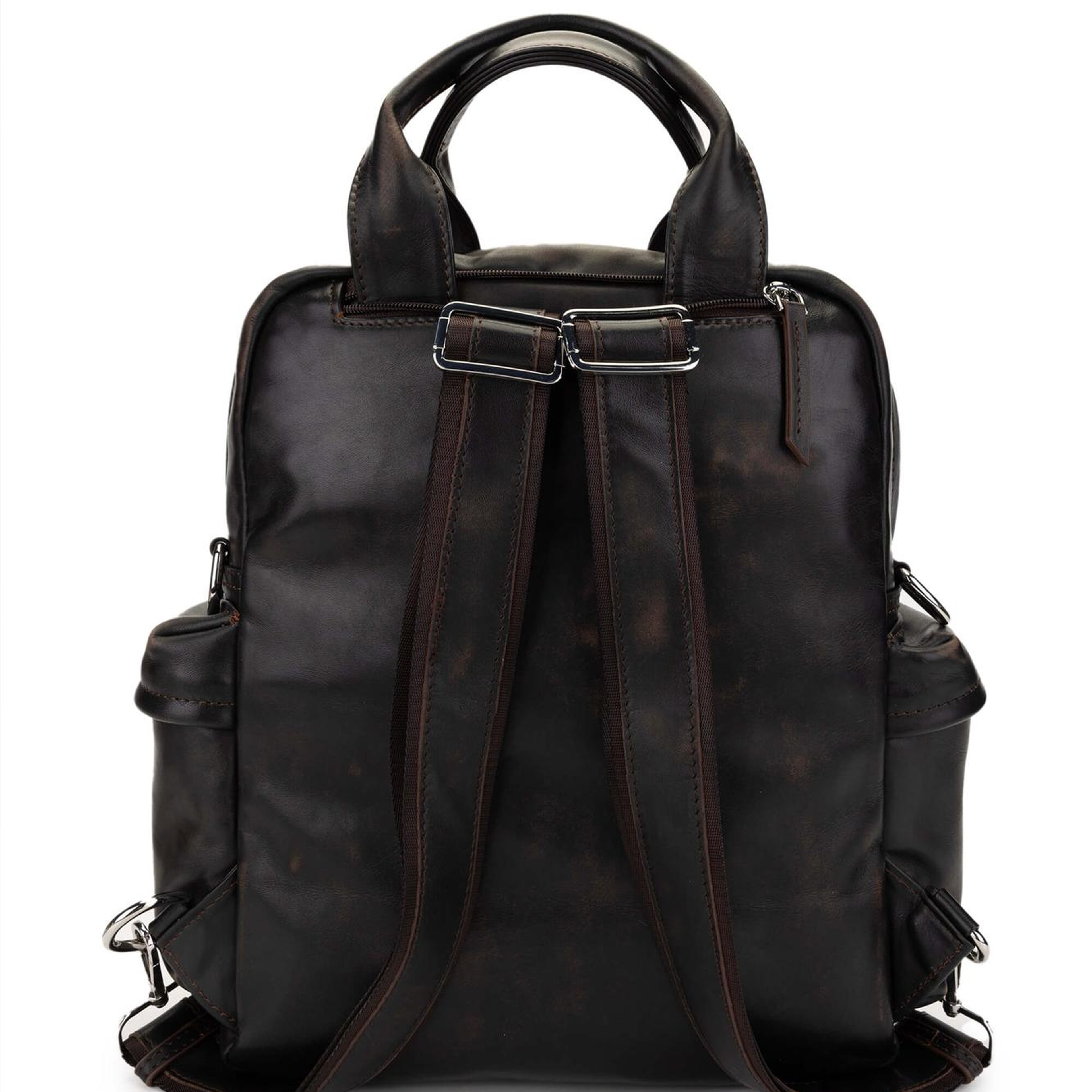 Tamer Tanca Erkek Hakiki Deri Kızıl Eskitme Sırt Çantası