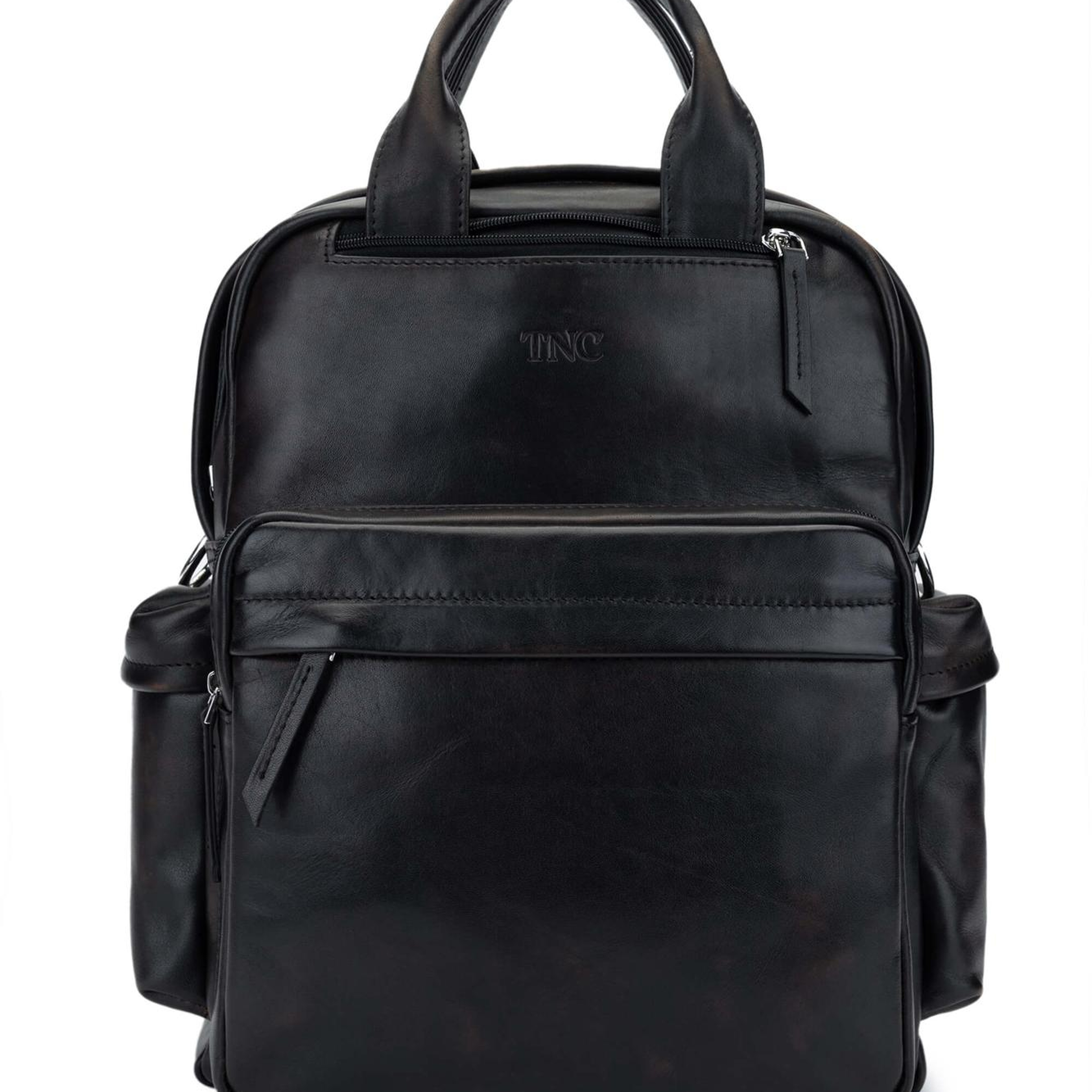 Tamer Tanca Erkek Hakiki Deri Siyah Eskitme Sırt Çantası