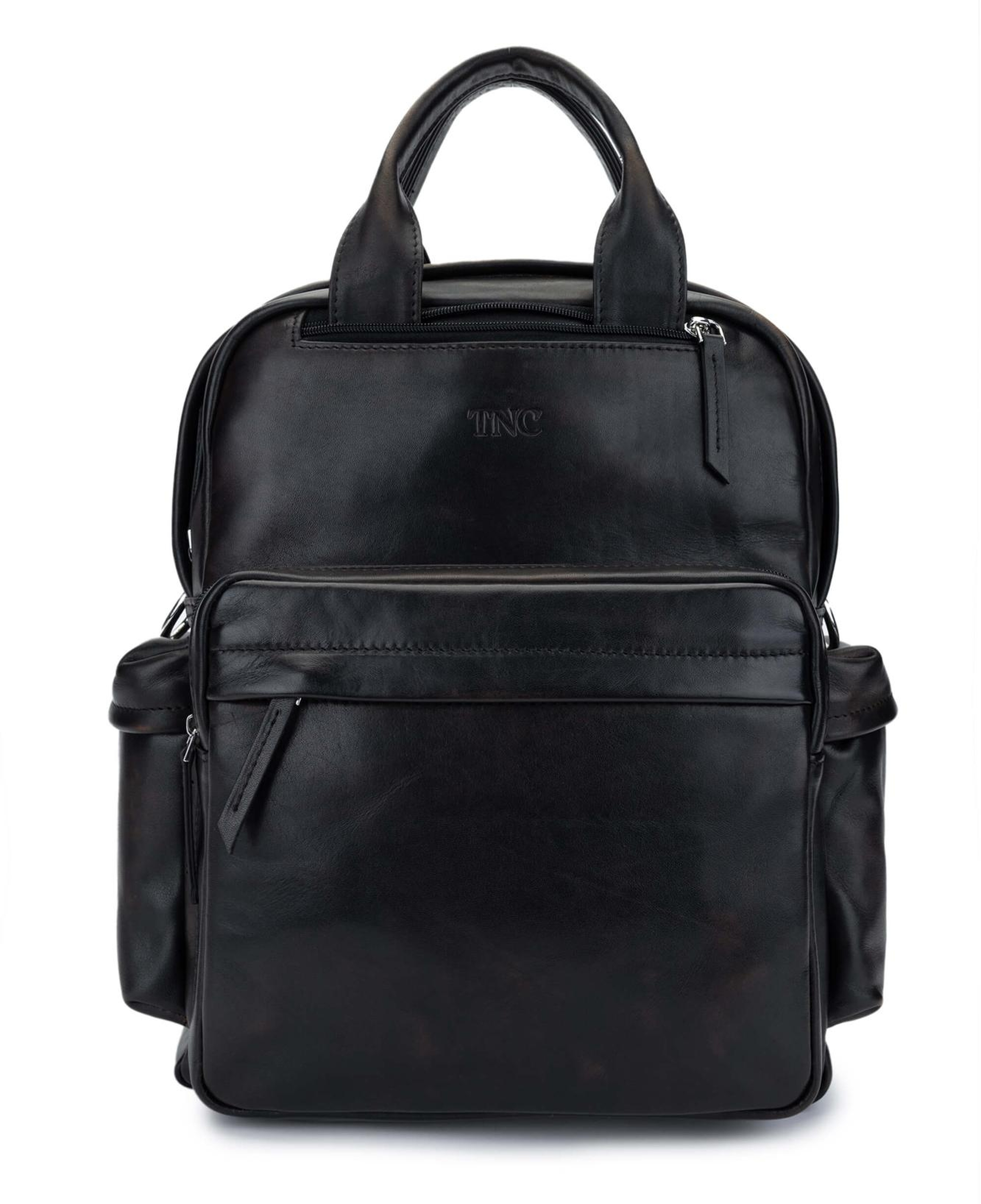 Tamer Tanca Erkek Hakiki Deri Siyah Eskitme Sırt Çantası