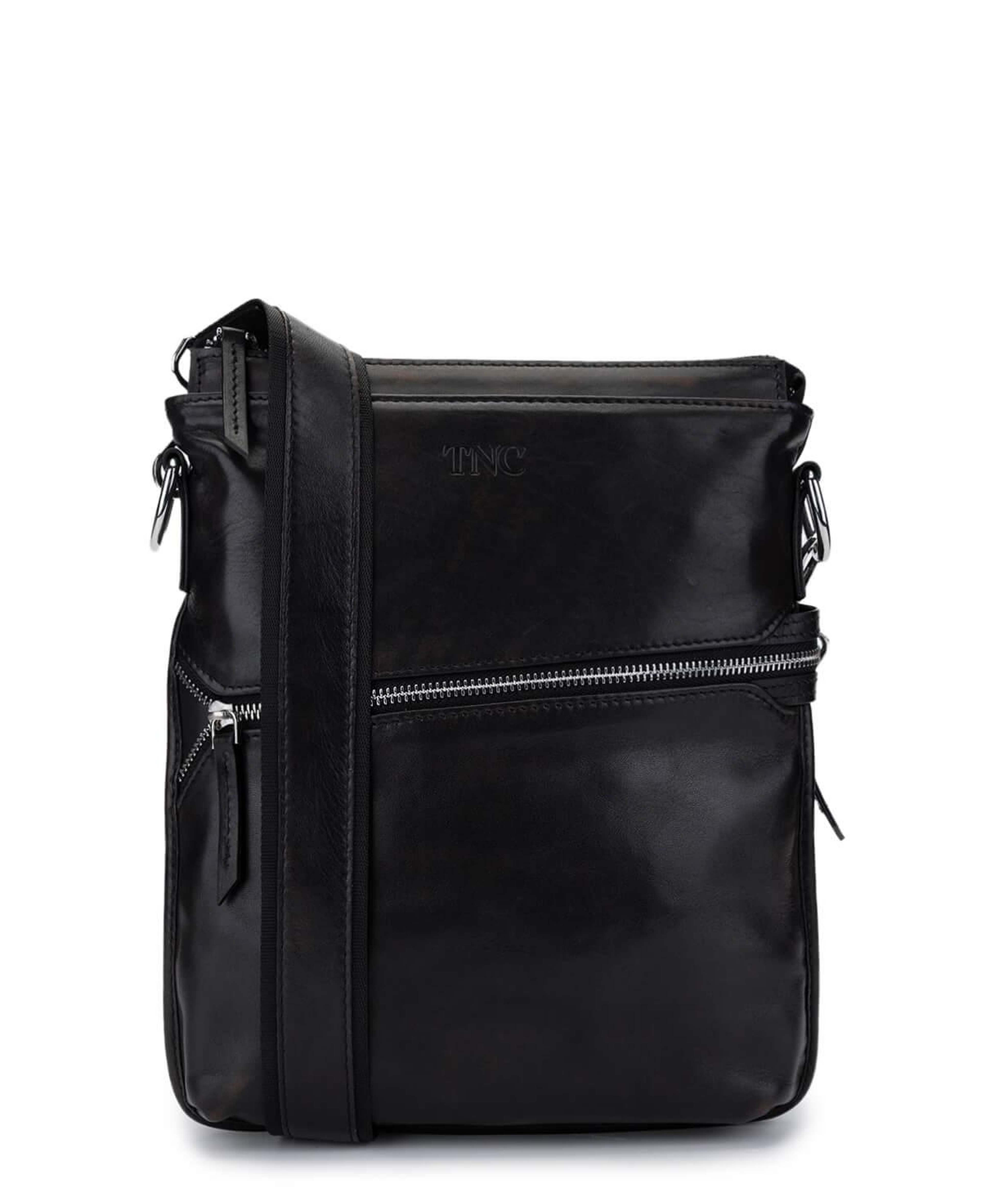 Tamer Tanca Erkek Hakiki Deri Siyah Eskitme Postacı Çanta