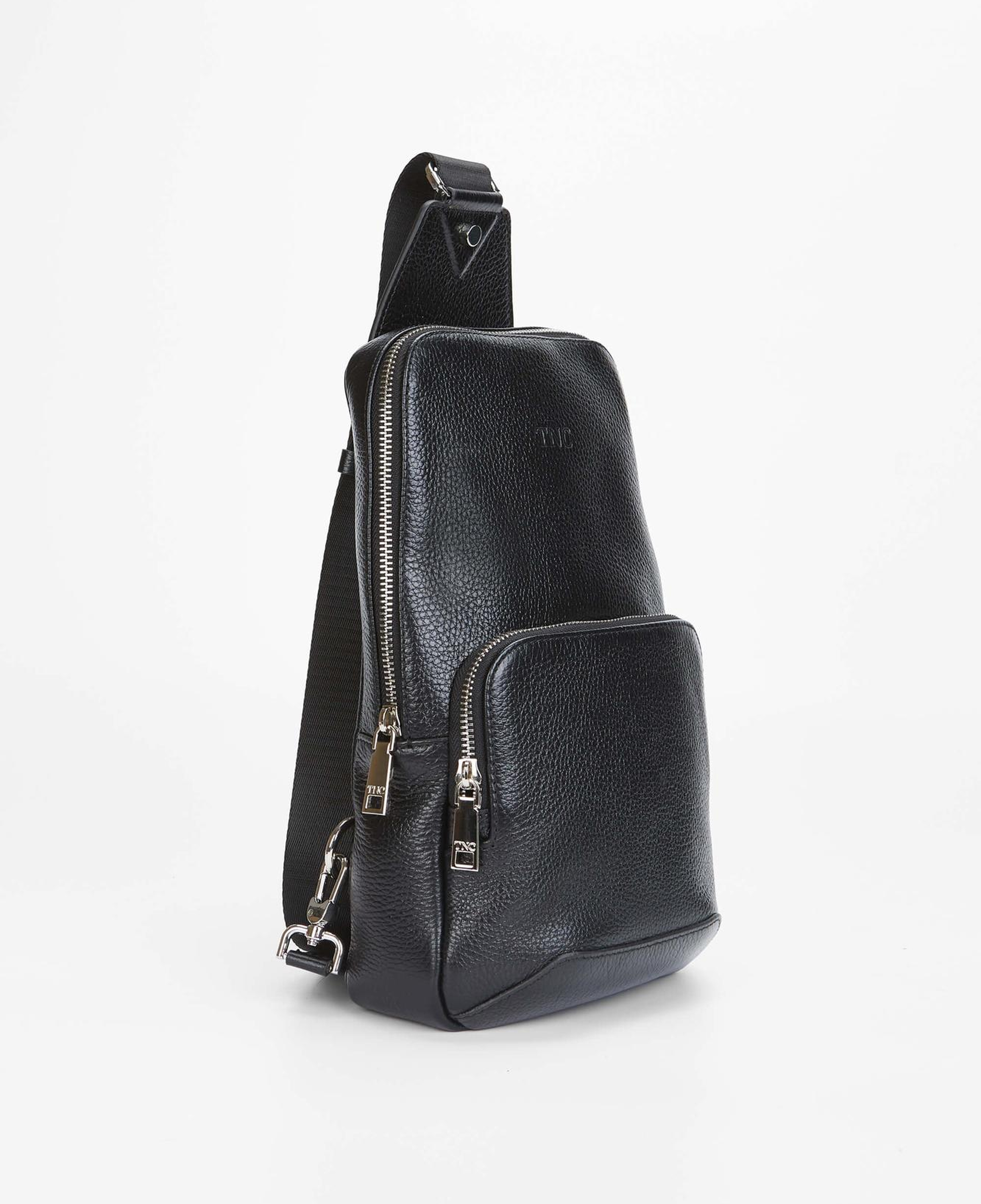 Tamer Tanca Erkek Hakiki Deri Siyah Body Bag Çanta