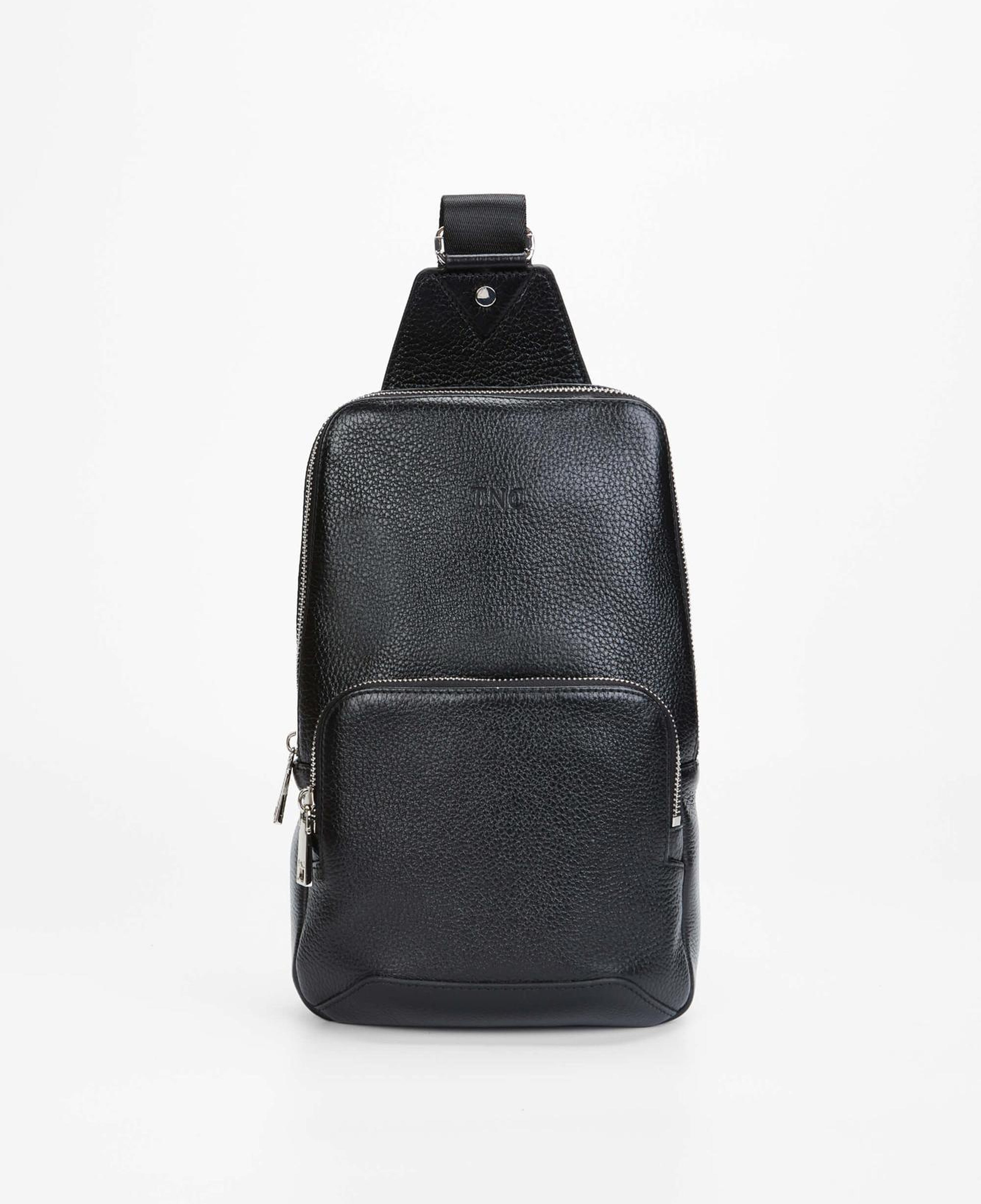 Tamer Tanca Erkek Hakiki Deri Siyah Body Bag Çanta