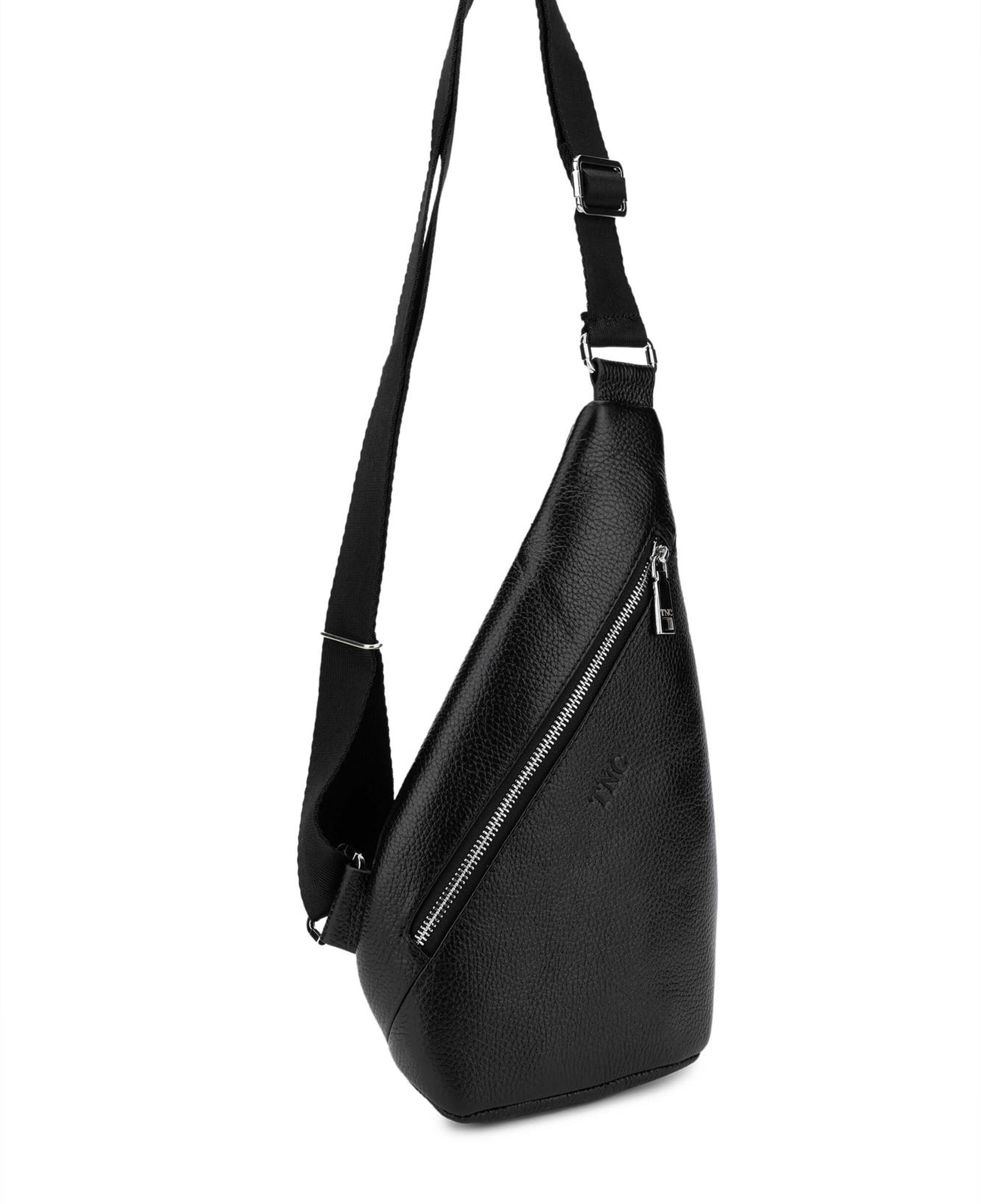 Tamer Tanca Erkek Hakiki Deri Siyah Body Bag Çanta