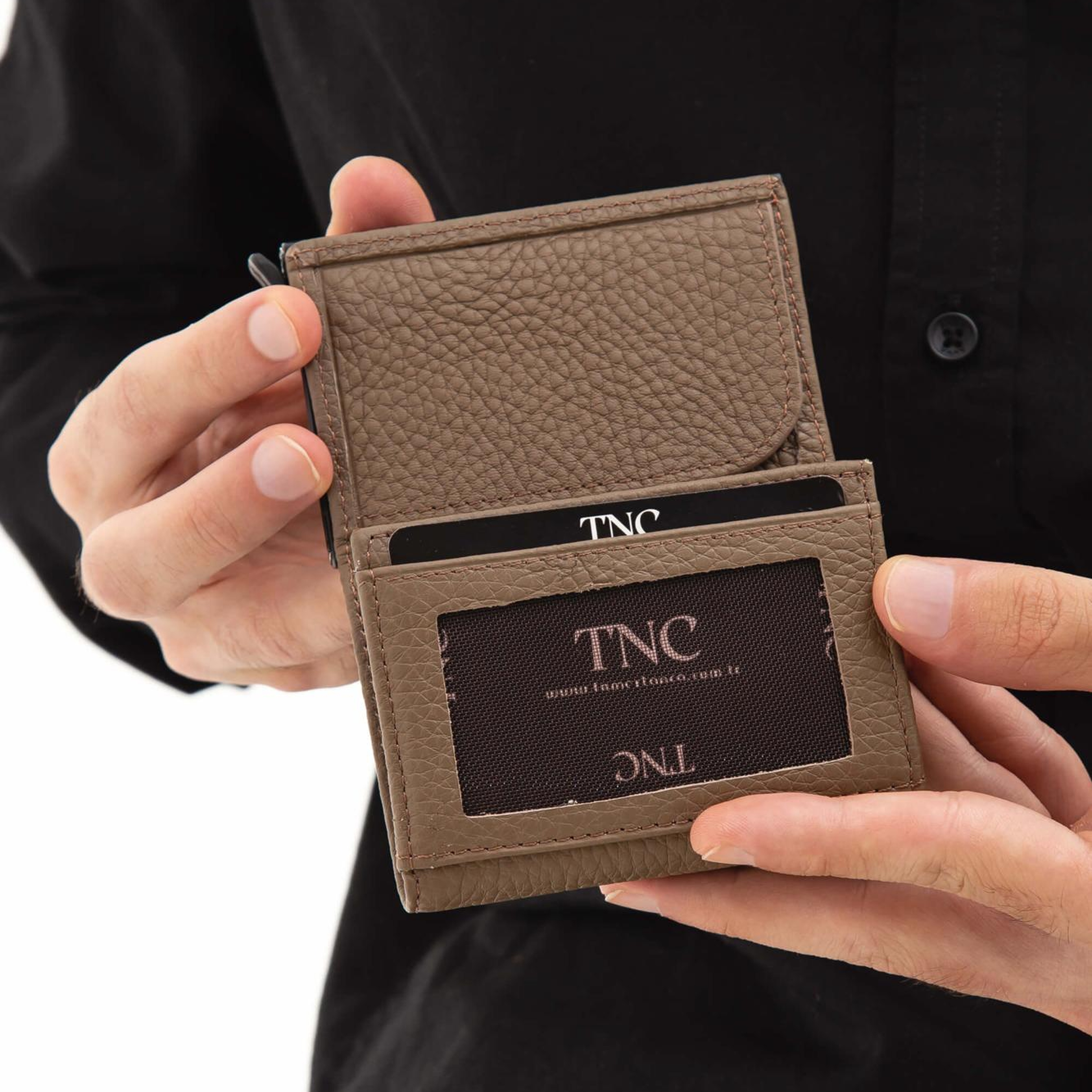 Tamer Tanca Erkek Hakiki Deri Bej Kartlık