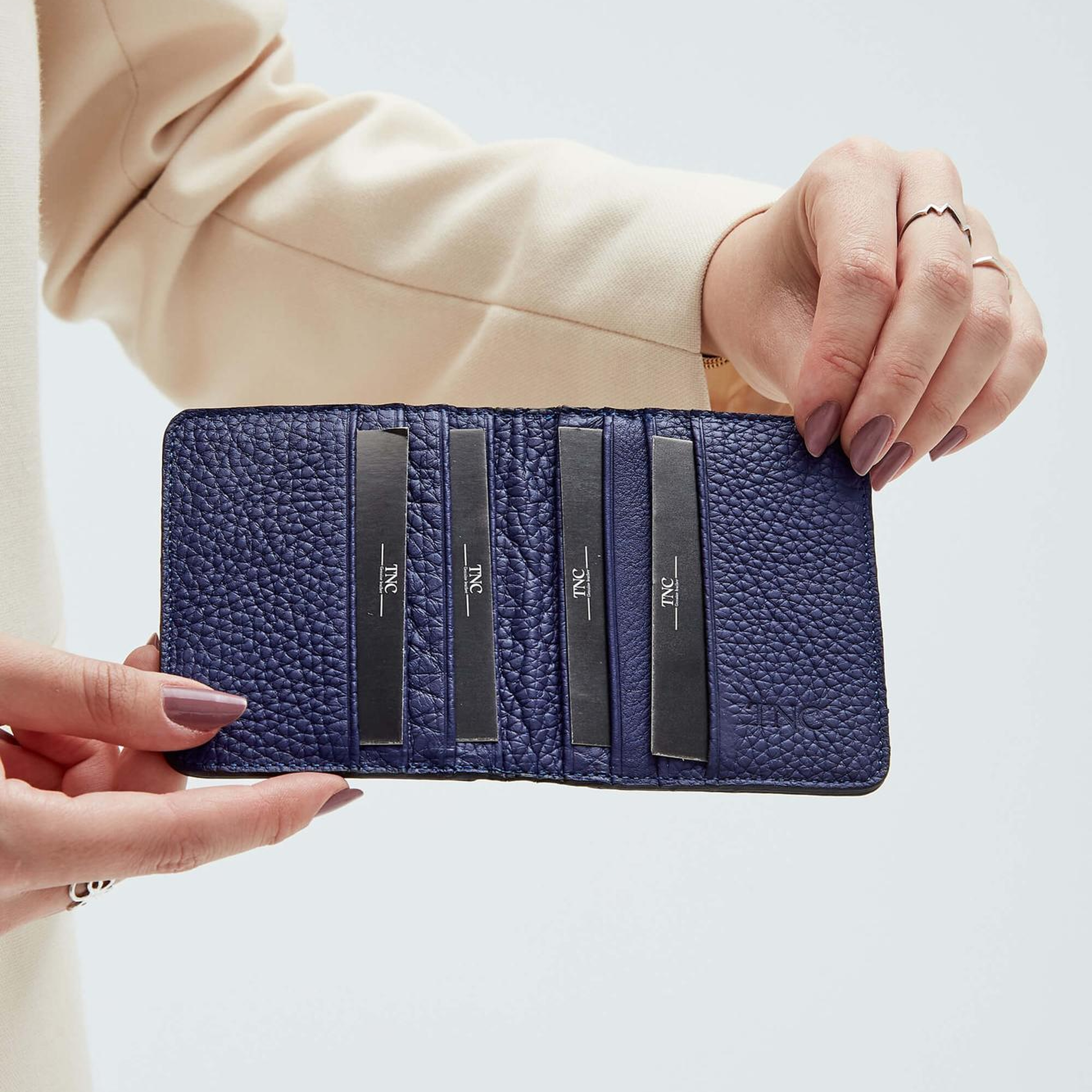 Tamer Tanca Unisex Hakiki Deri Lacivert Kartlık