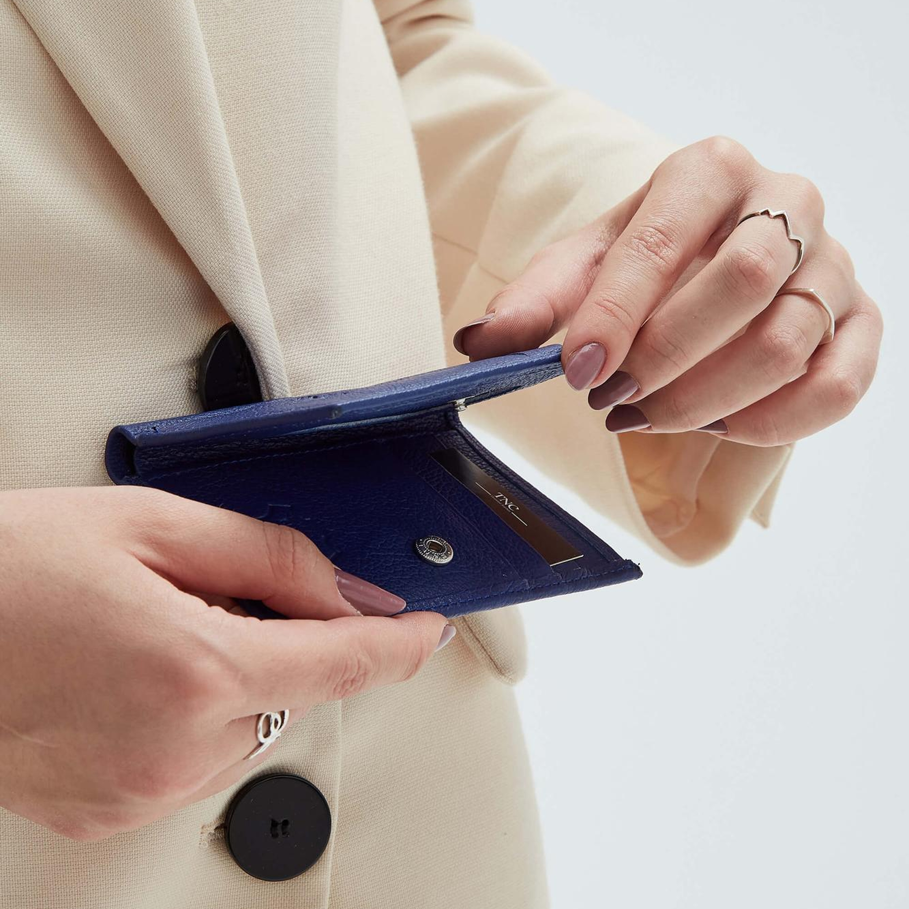 Tamer Tanca Erkek Hakiki Deri Lacivert Kartlık