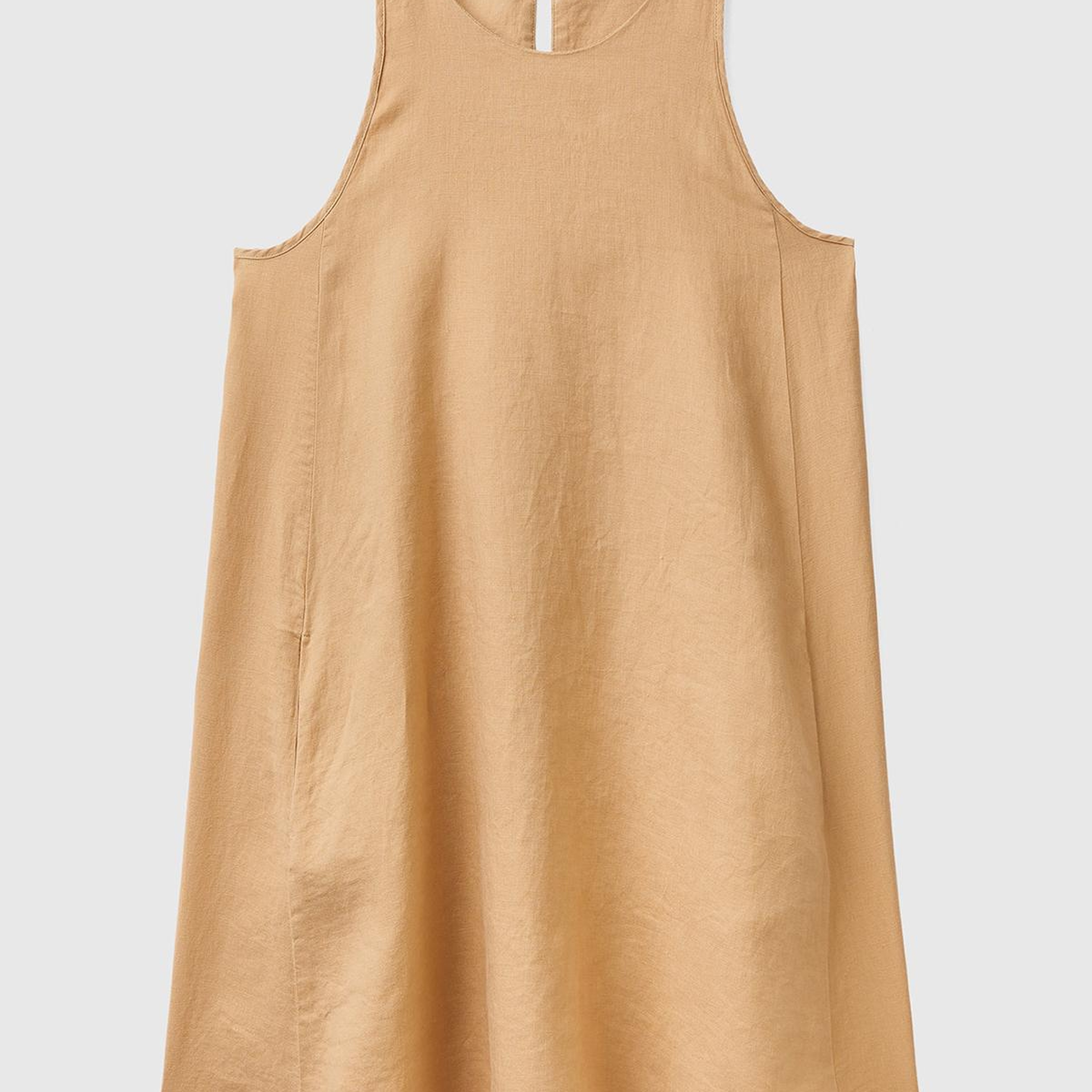 Kadın Taba %100 Keten Kolsuz Elbise