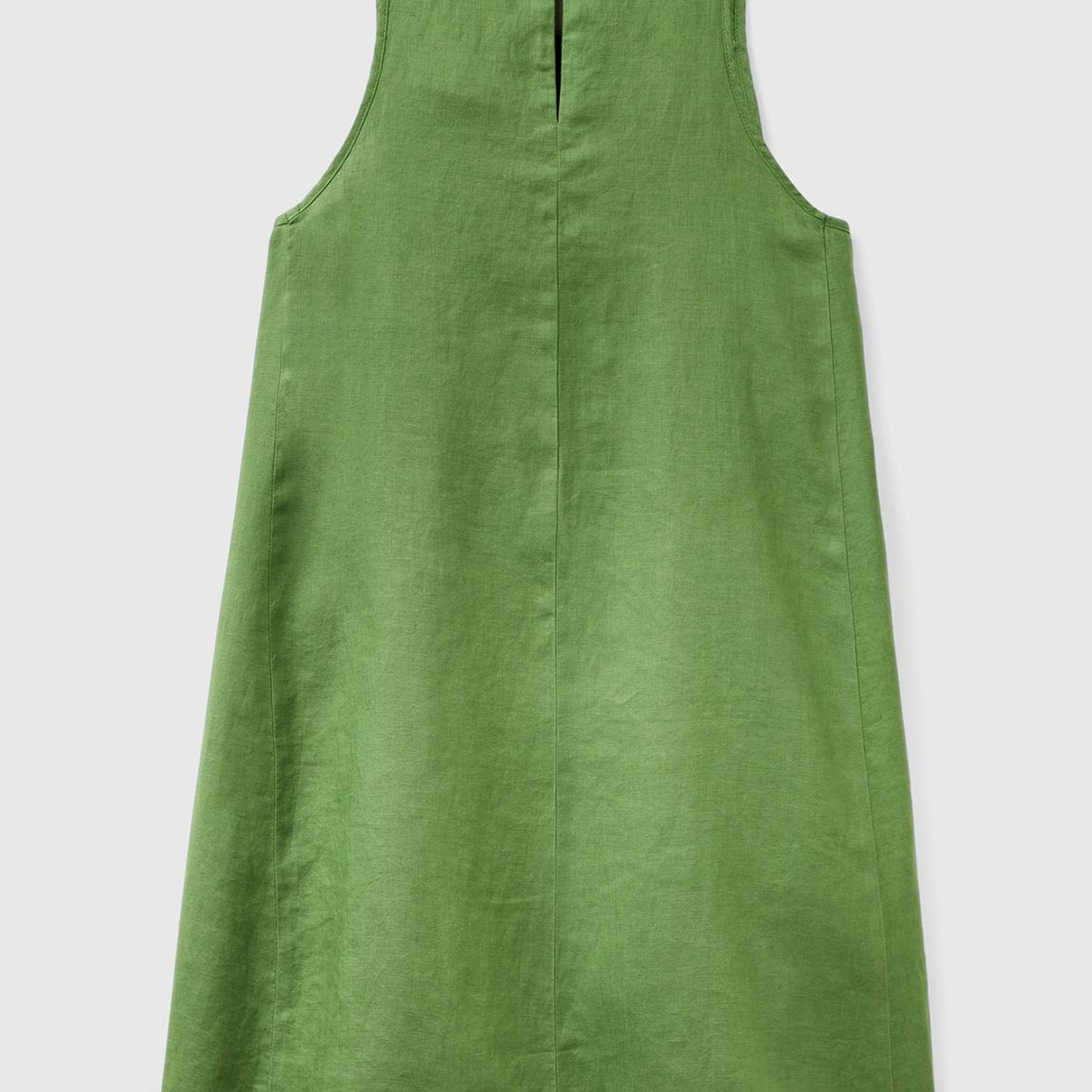 Kadın Soluk Yeşil %100 Keten Kolsuz Elbise