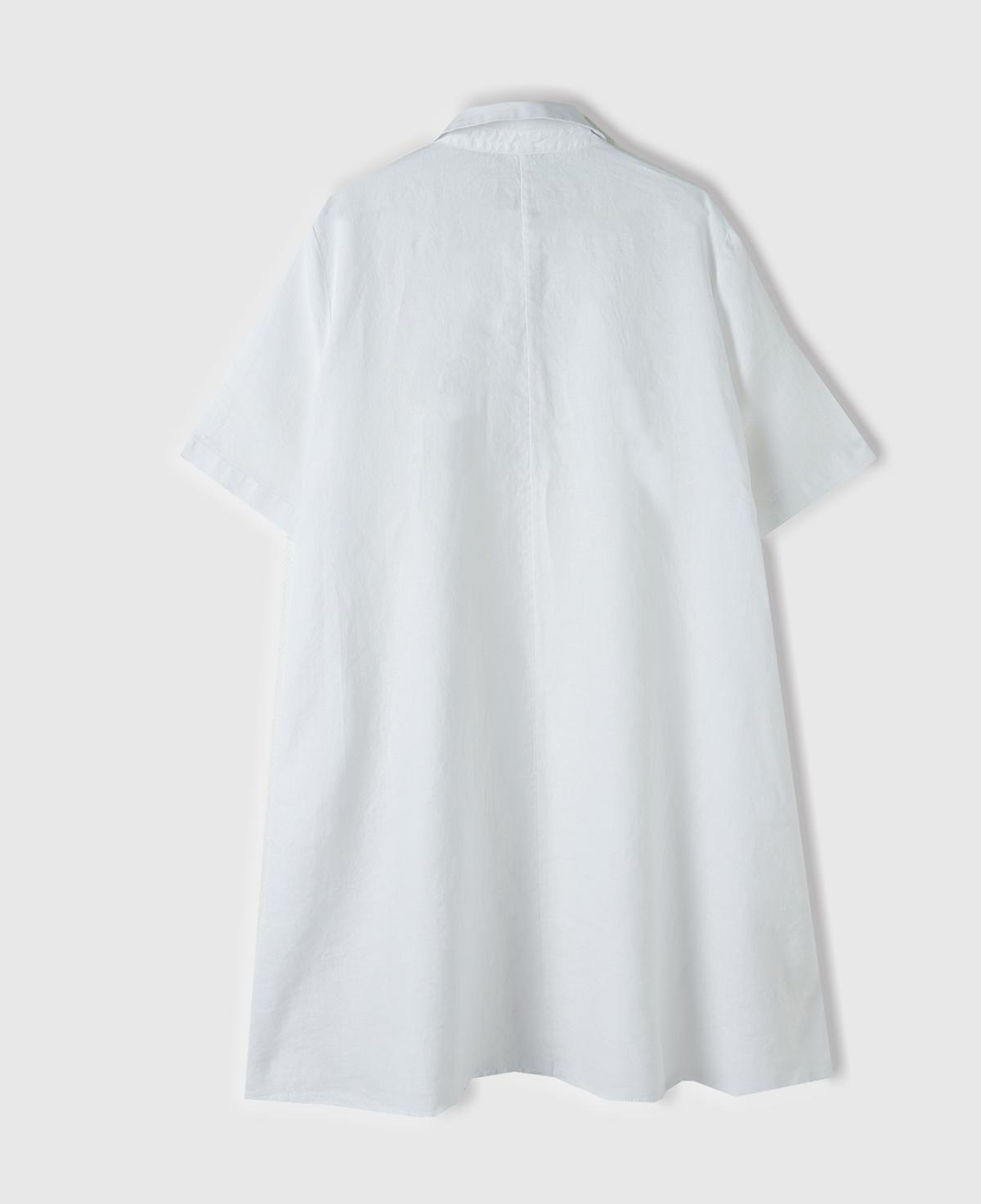 Kadın Beyaz %100 Keten Düğmeli Gömlek Yaka Hafif Bol Kesim Elbise