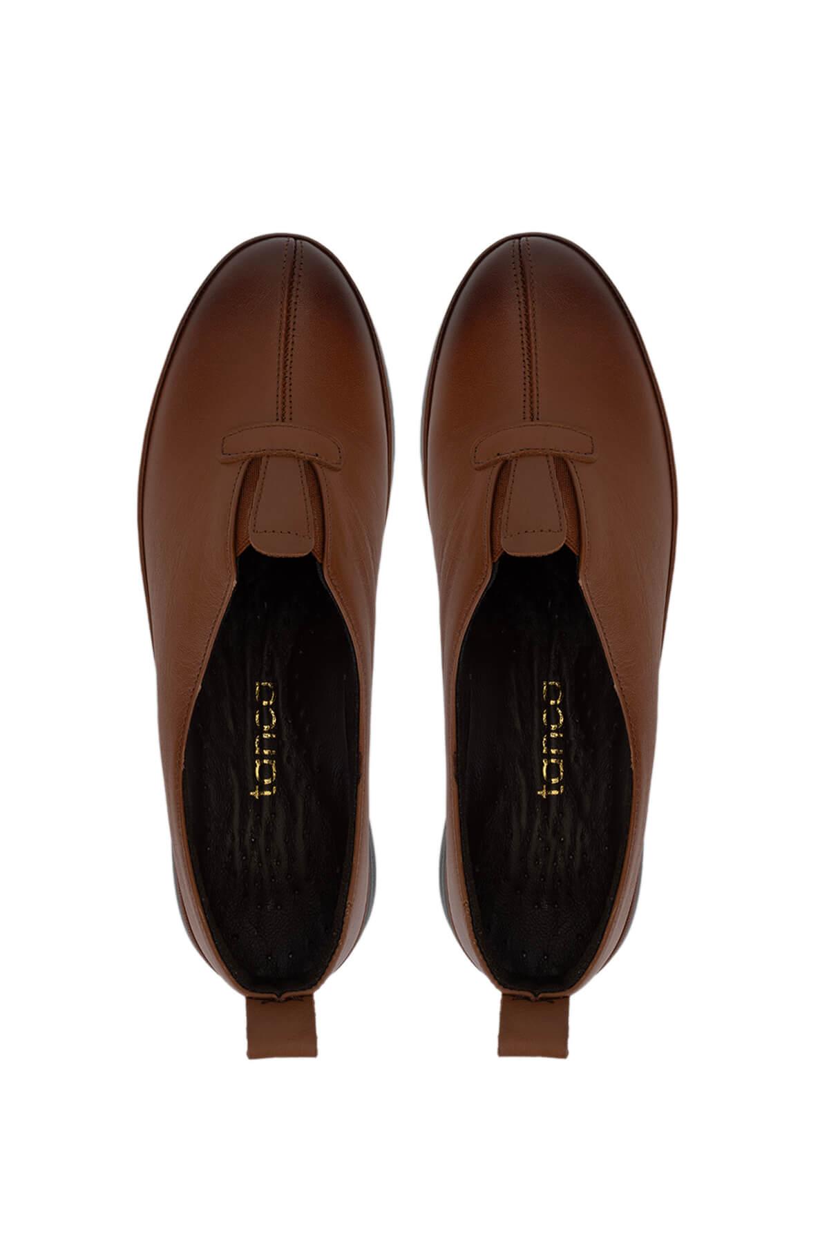 Tamer Tanca Kadın Hakiki Deri Taba Deri Comfort Ayakkabı