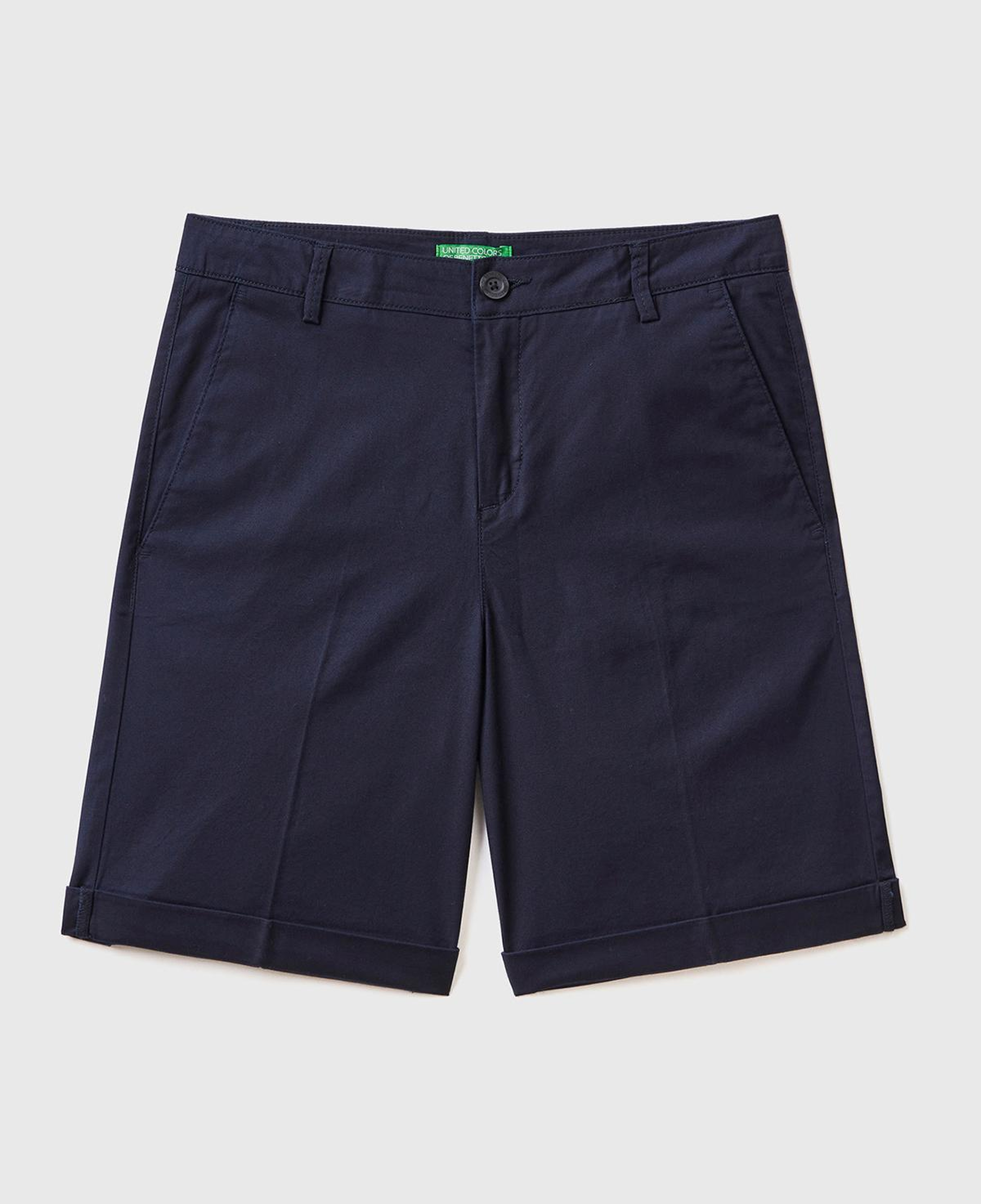 Kadın Koyu Lacivert %100 Koton Chino Bermuda