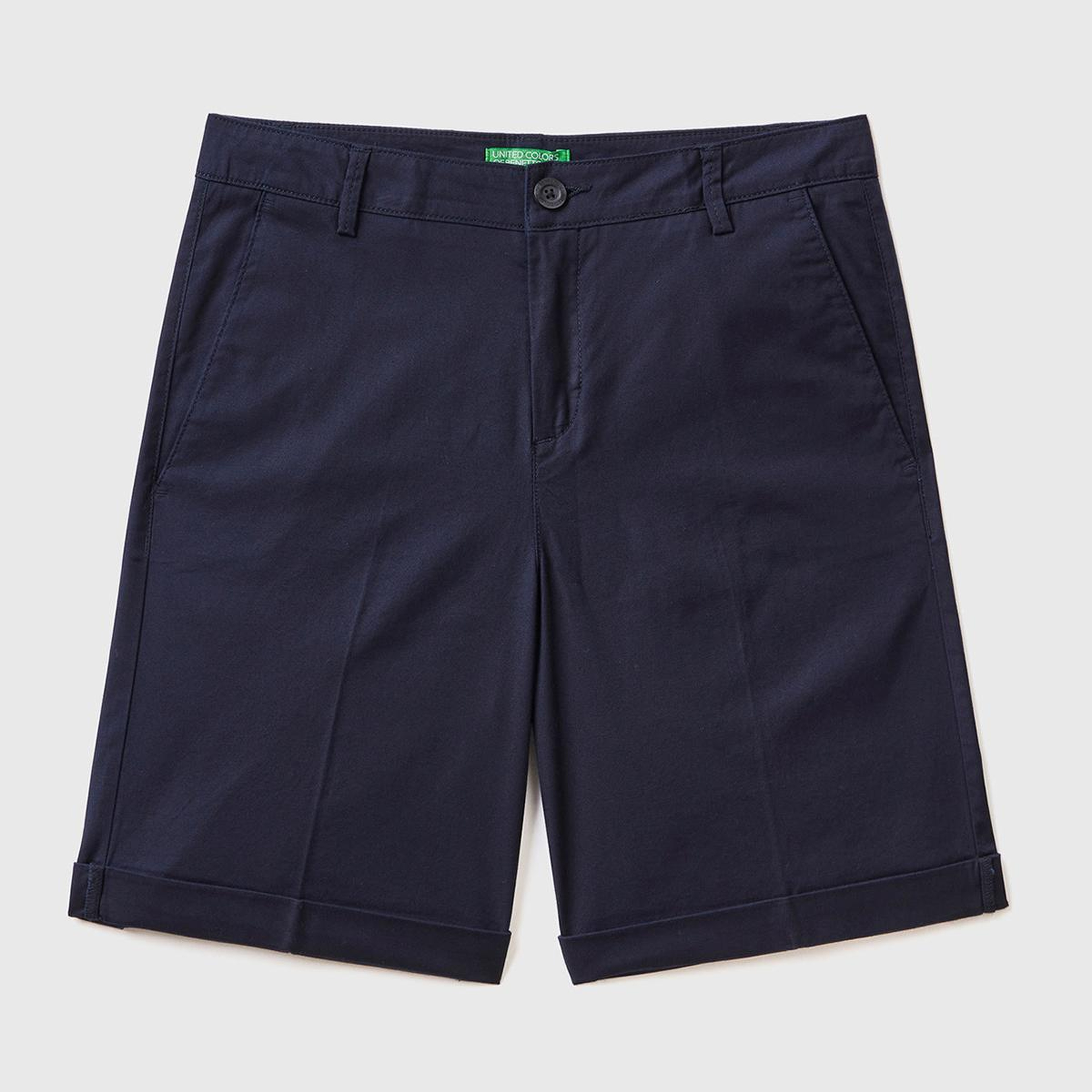 Kadın Koyu Lacivert %100 Koton Chino Bermuda