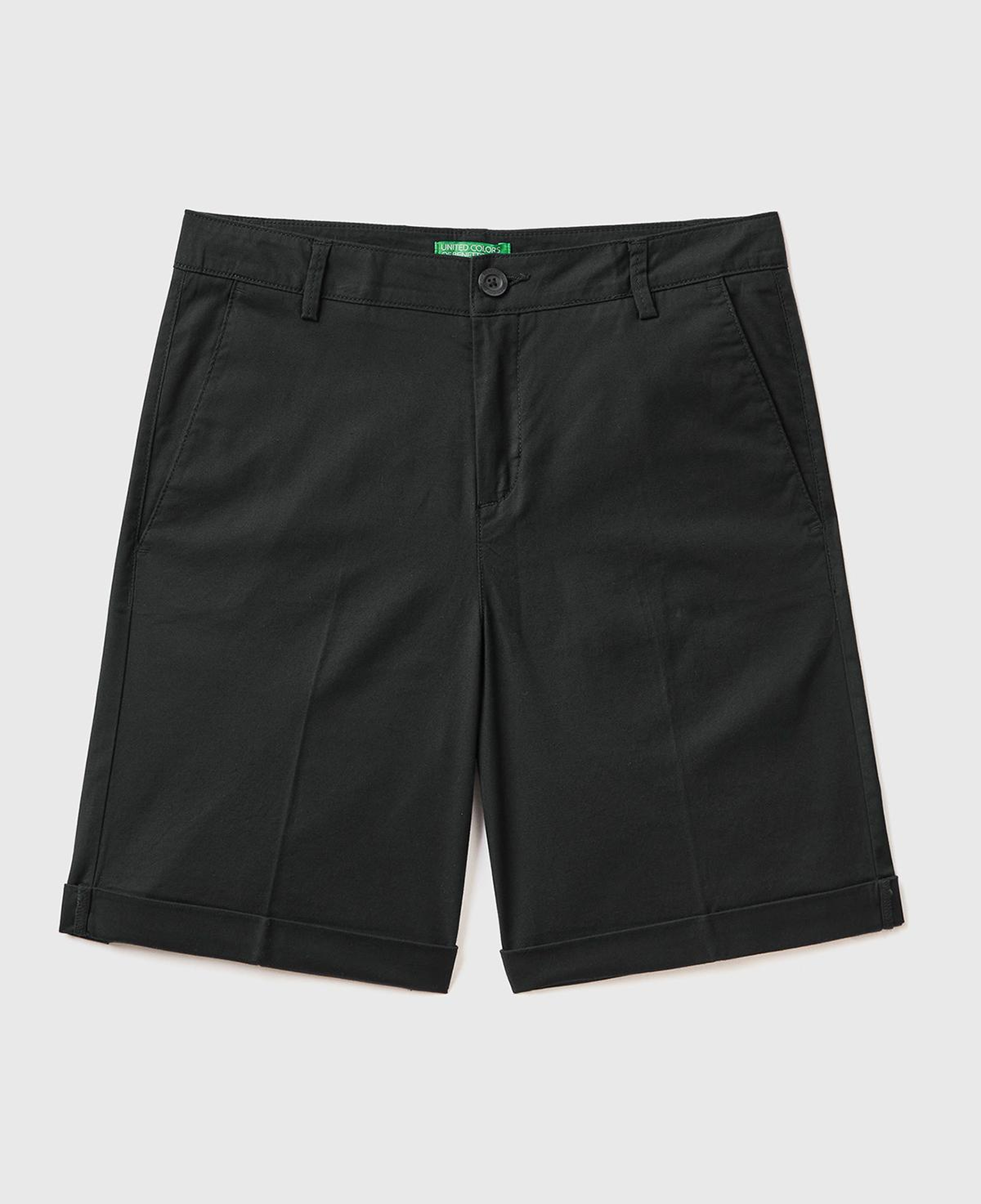 Kadın Siyah %100 Koton Chino Bermuda