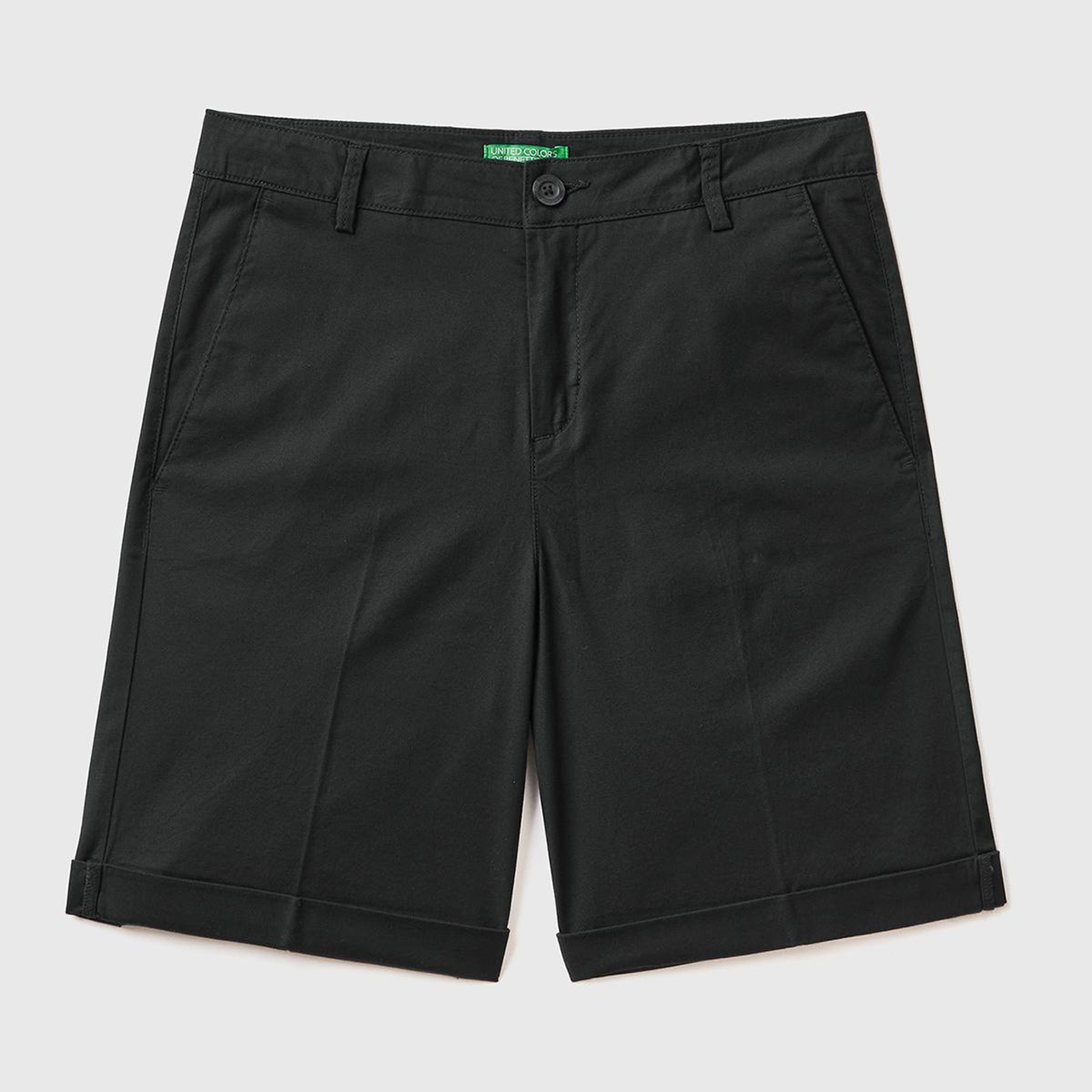 Kadın Siyah %100 Koton Chino Bermuda