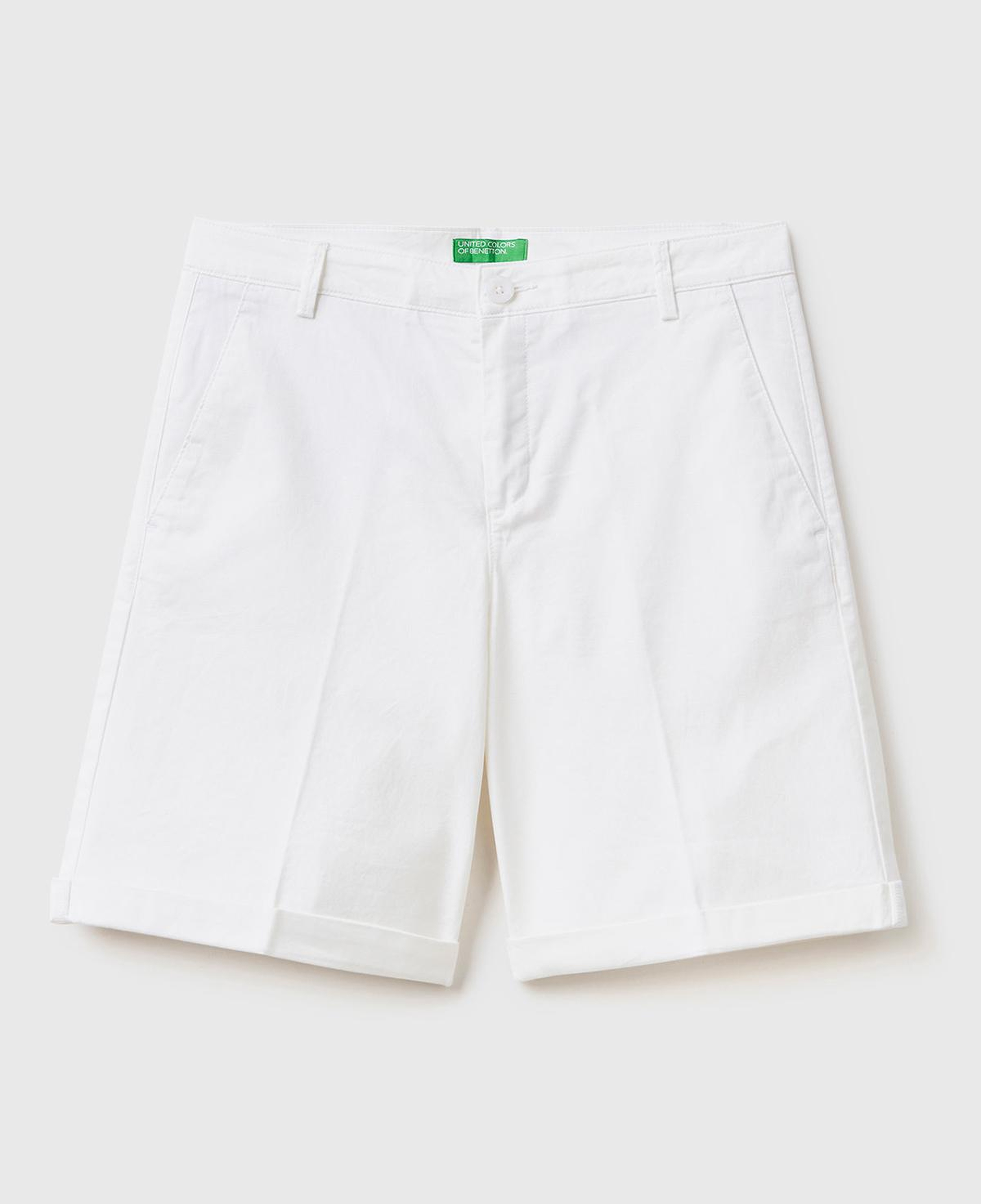 Kadın Beyaz %100 Koton Chino Bermuda