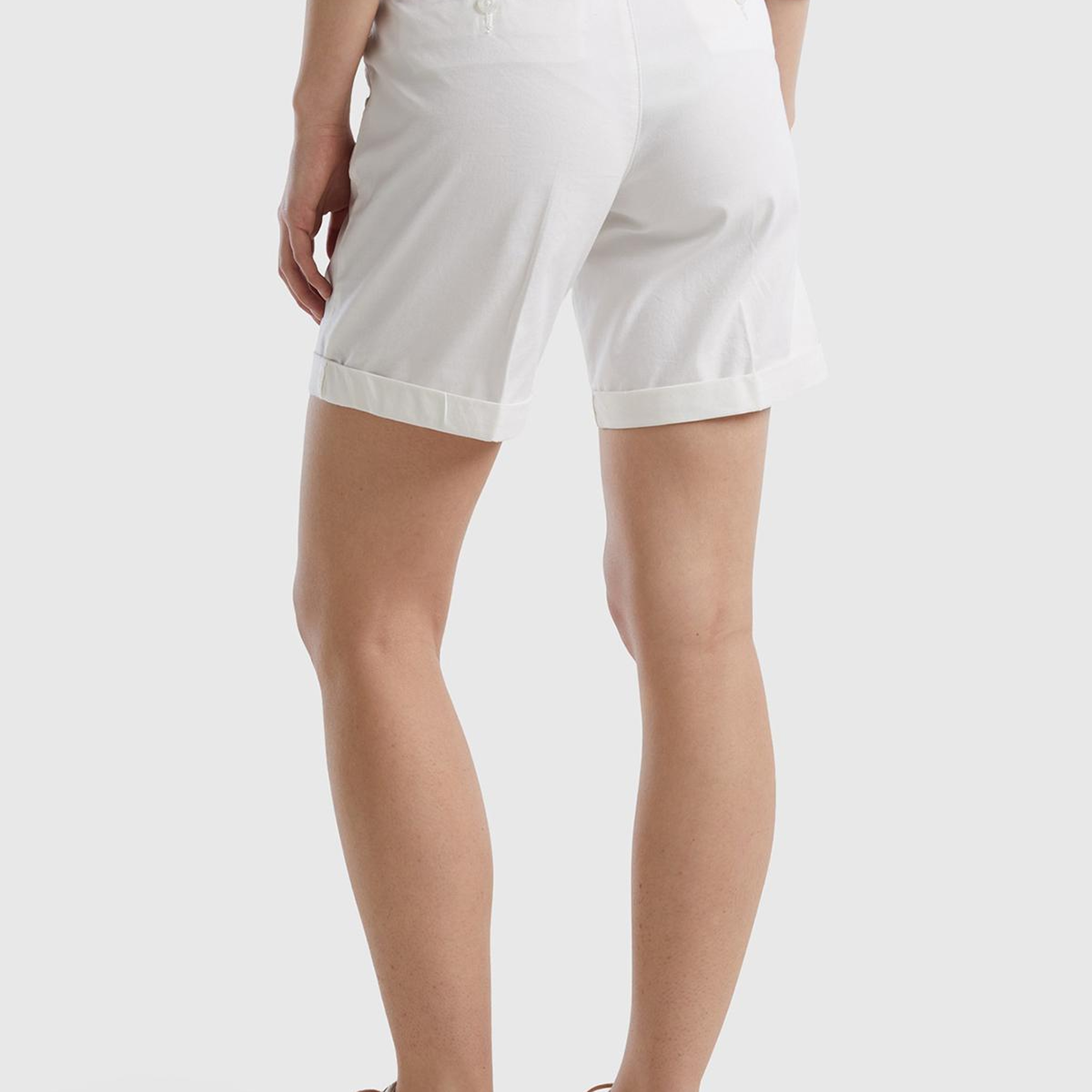 Kadın Beyaz %100 Koton Chino Bermuda