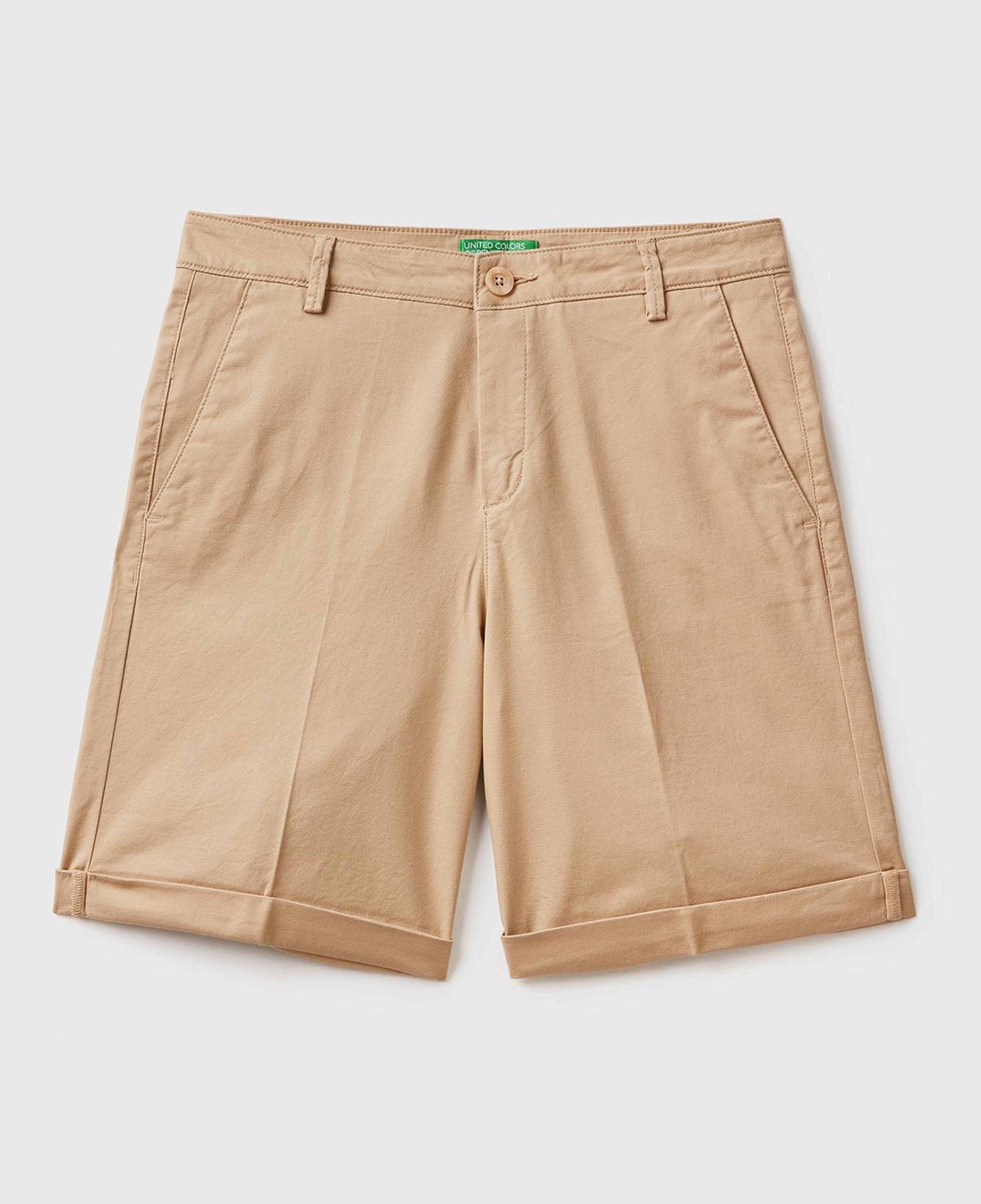 Kadın Bej %100 Koton Chino Bermuda