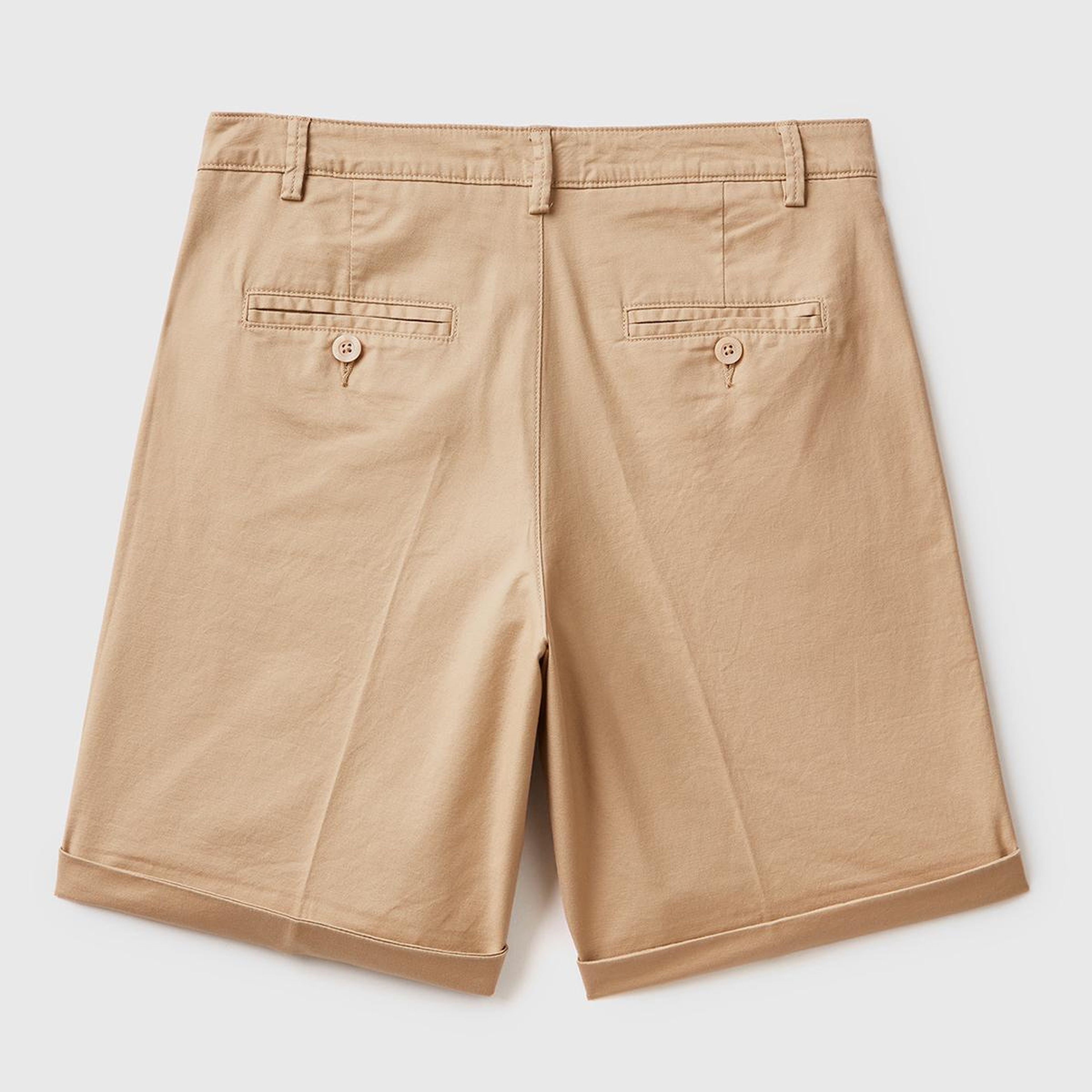 Kadın Bej %100 Koton Chino Bermuda