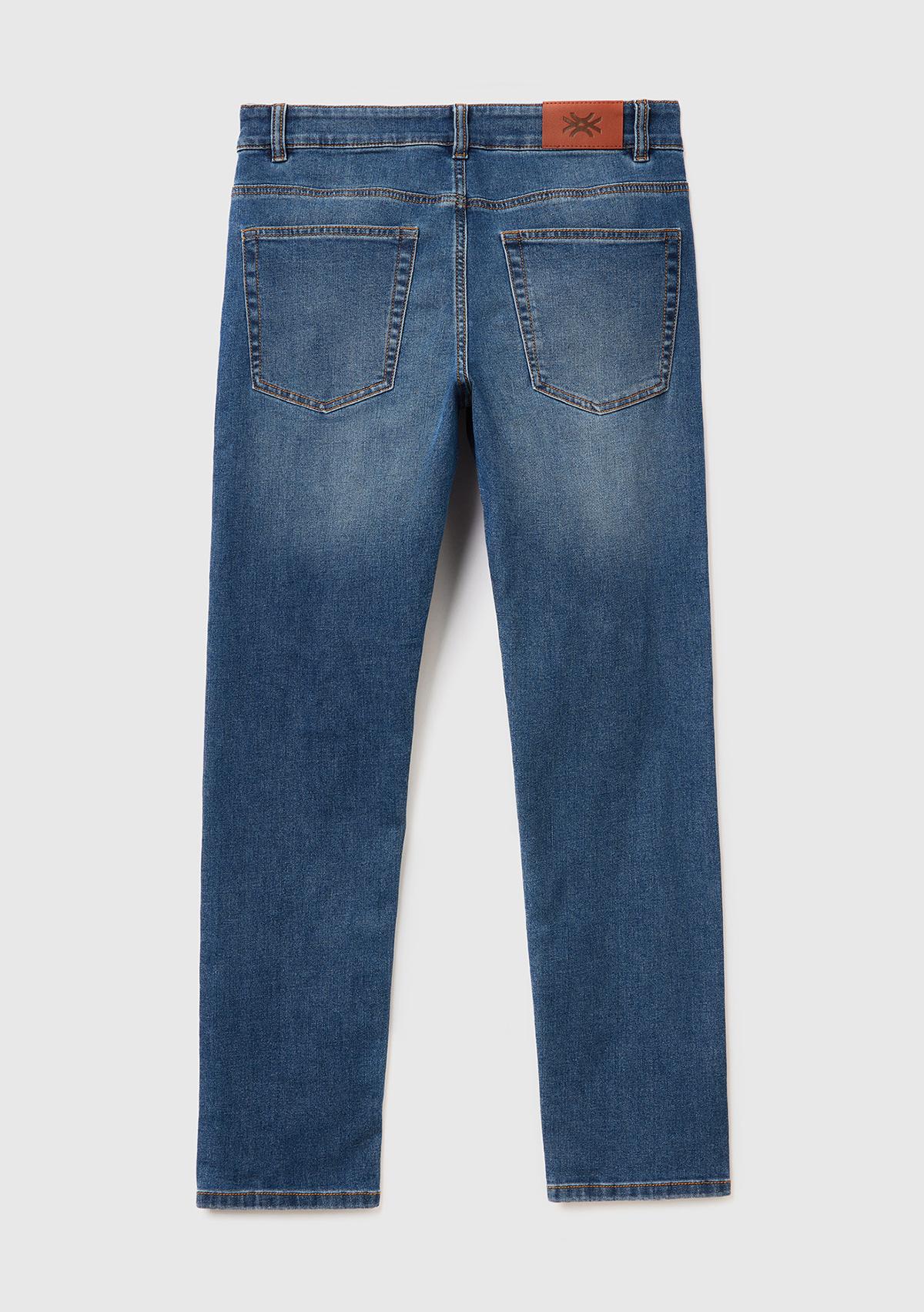 Erkek Koyu Mavi Slim Fit Jean Pantolon