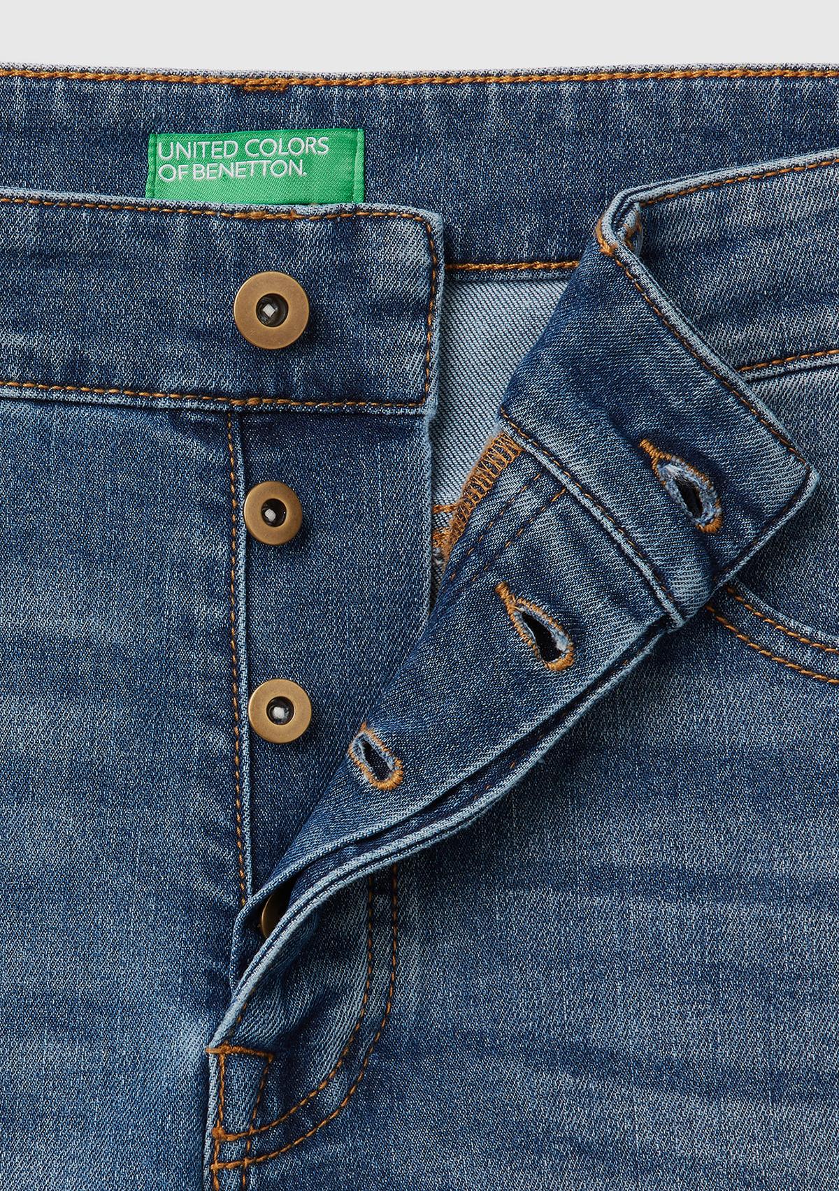 Erkek Koyu Mavi Slim Fit Jean Pantolon